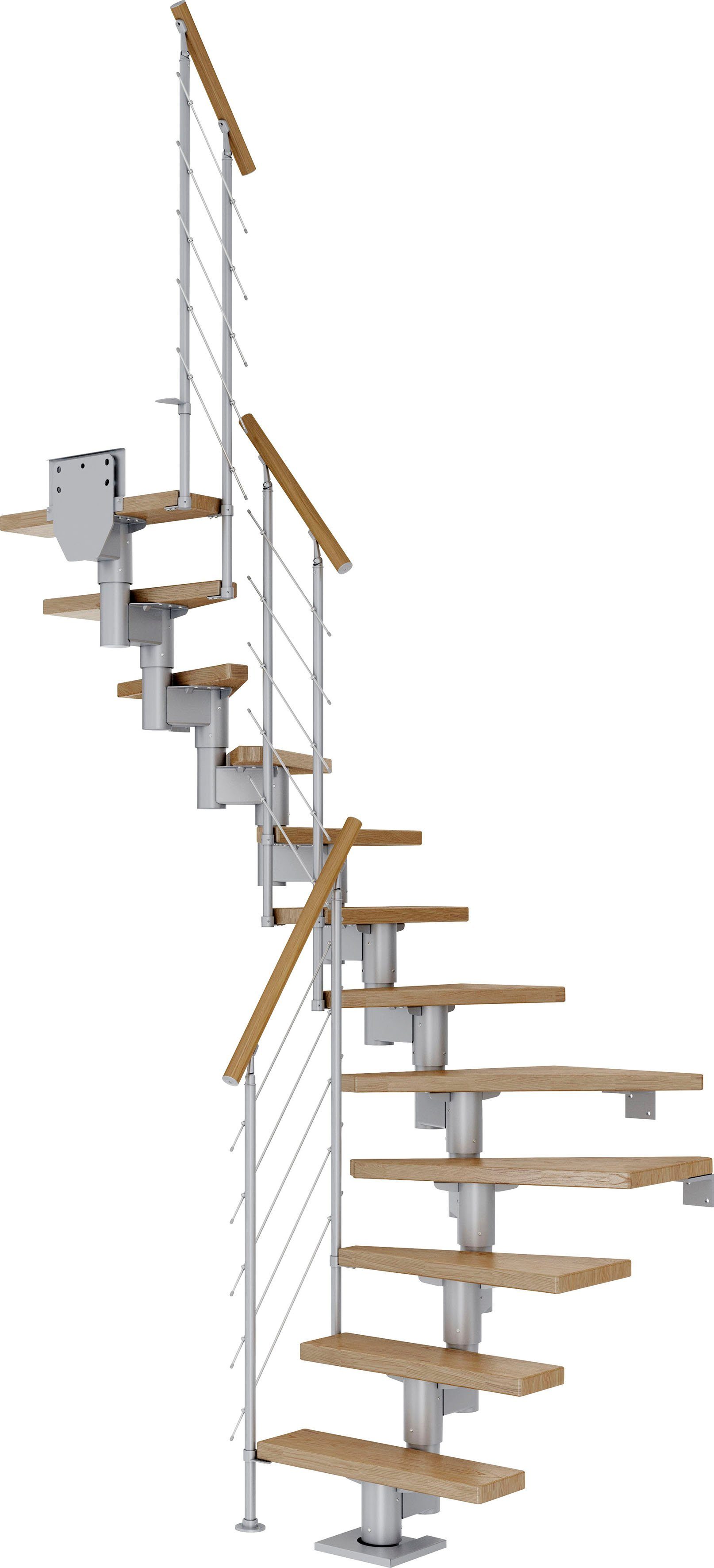 Dolle Mittelholmtreppe Dublin, für Geschosshöhen bis 315 cm, Stufen offen, Eiche/Metall | Treppen