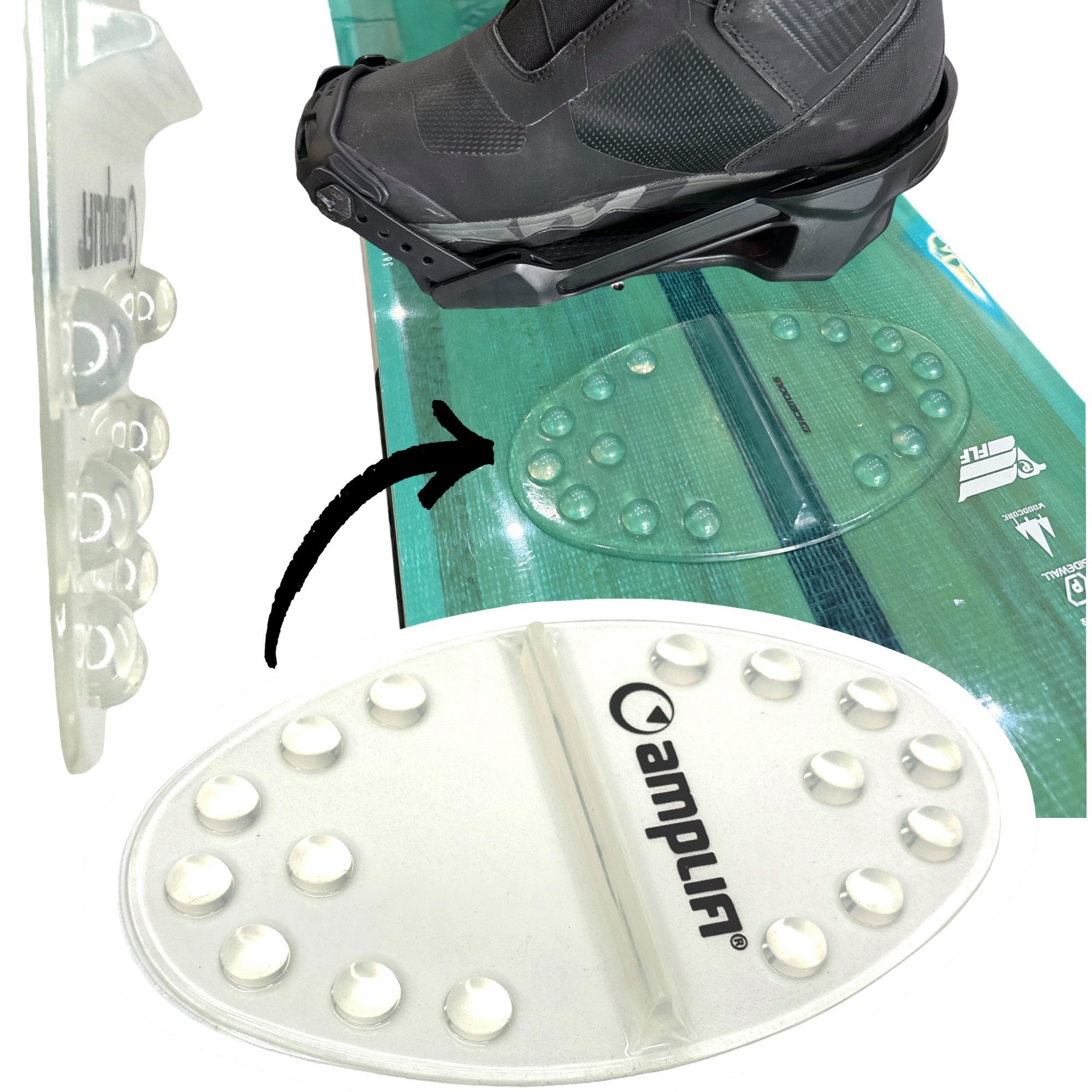 Amplifi Ski- und Snowboardträger Amplifi Grip Mat Snowboard Lift Hilfe Stomp Pad transparent
