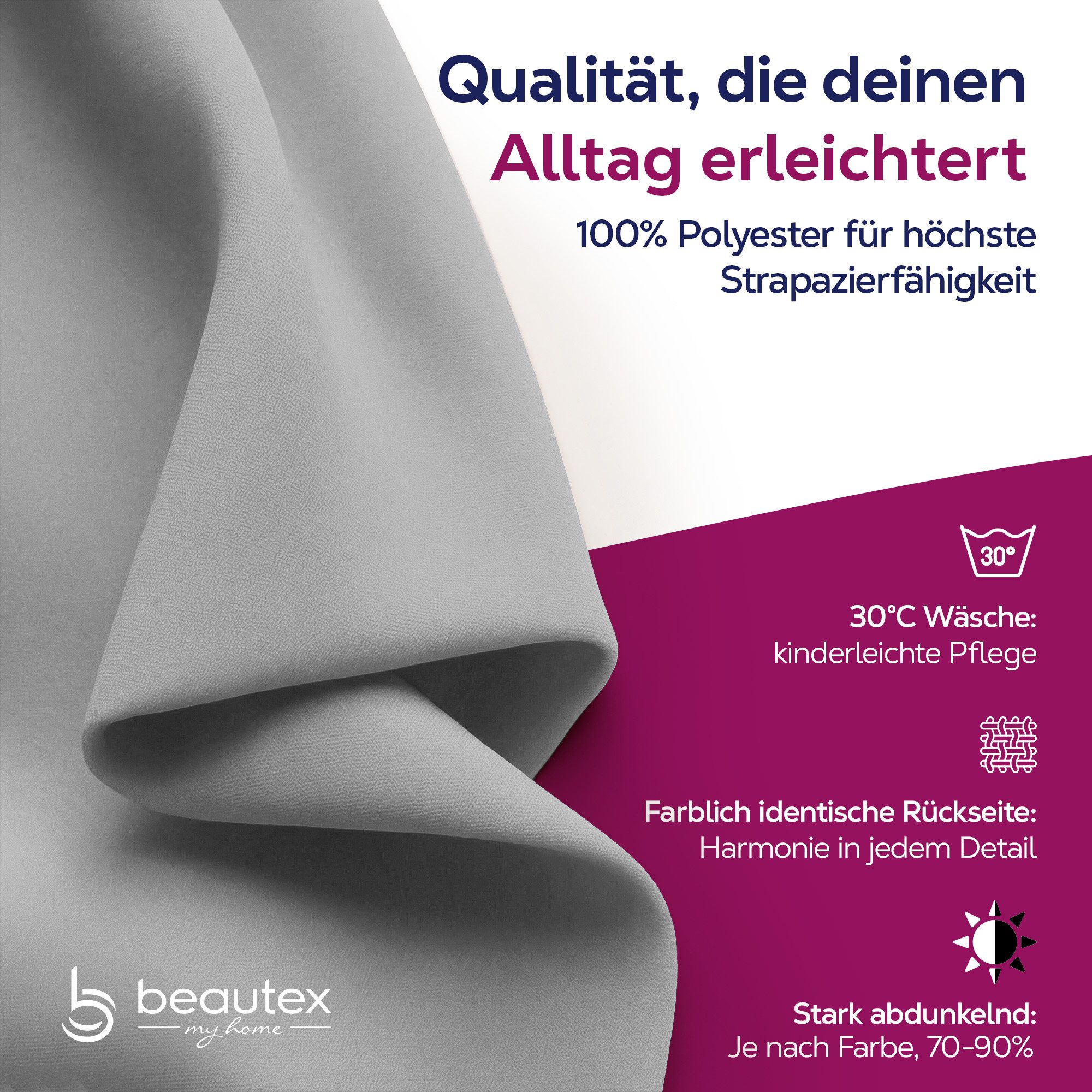 Beautex Verdunkelungsvorhang mit Ösen Vorhang, Gardine blickdicht abdunkelnd (1 St), Ösen, verdunkelnd, Blackout, blickdicht, waschbar, Ösenaufhängung, Farbwahl