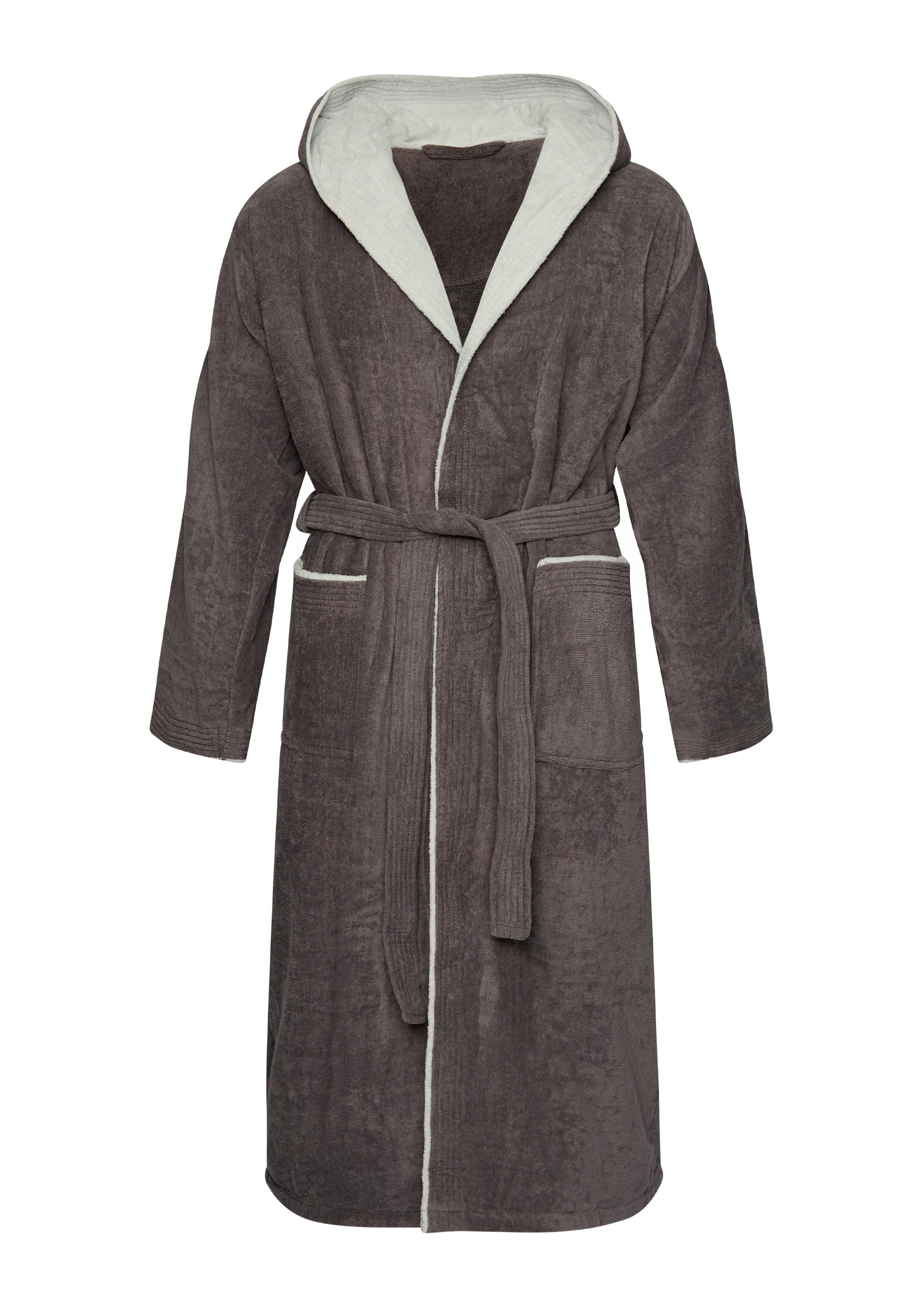 Badekönig Herrenbademantel, Kapuze, Gürtel, Langform aus Velours 100% Baumw günstig online kaufen