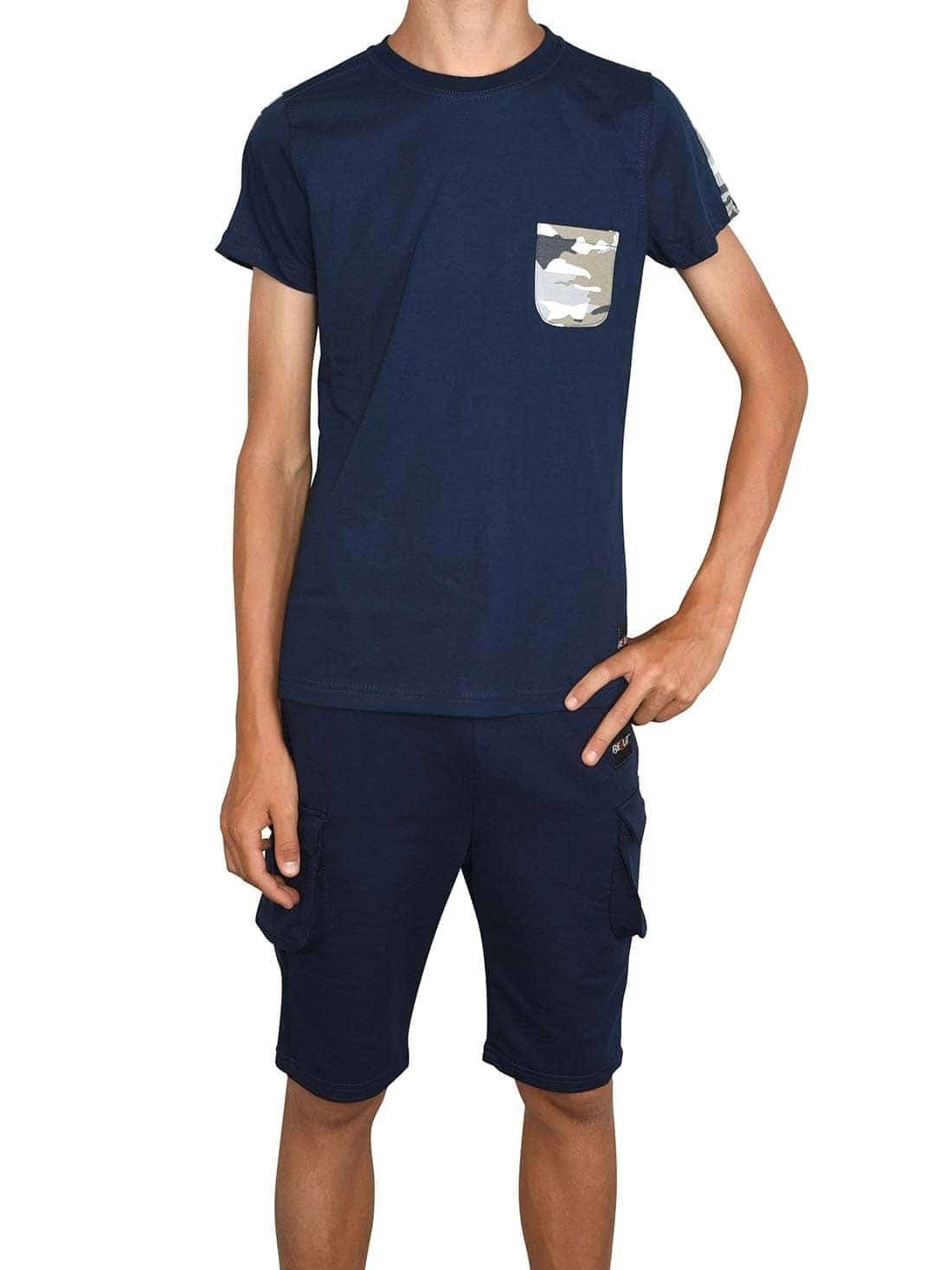 / Jungen BEZLIT Shorts Sommer Cargo casual Set und Shorts Navy T-Shirt (1-tlg) T-Shirt Navy &