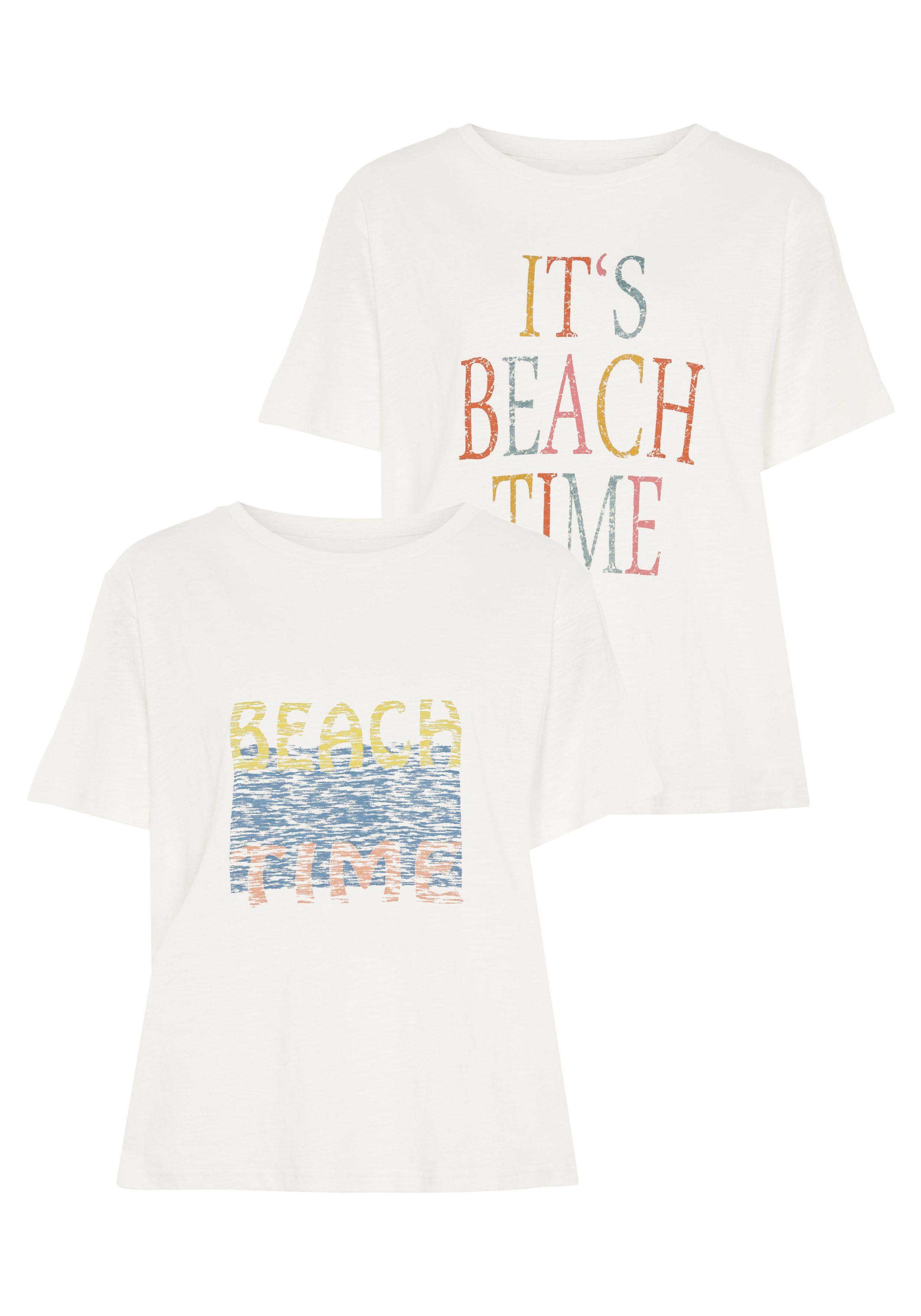 Beachtime T-Shirt (Packung, 2-tlg) mit zwei verschiedenen Drucken | T-Shirts