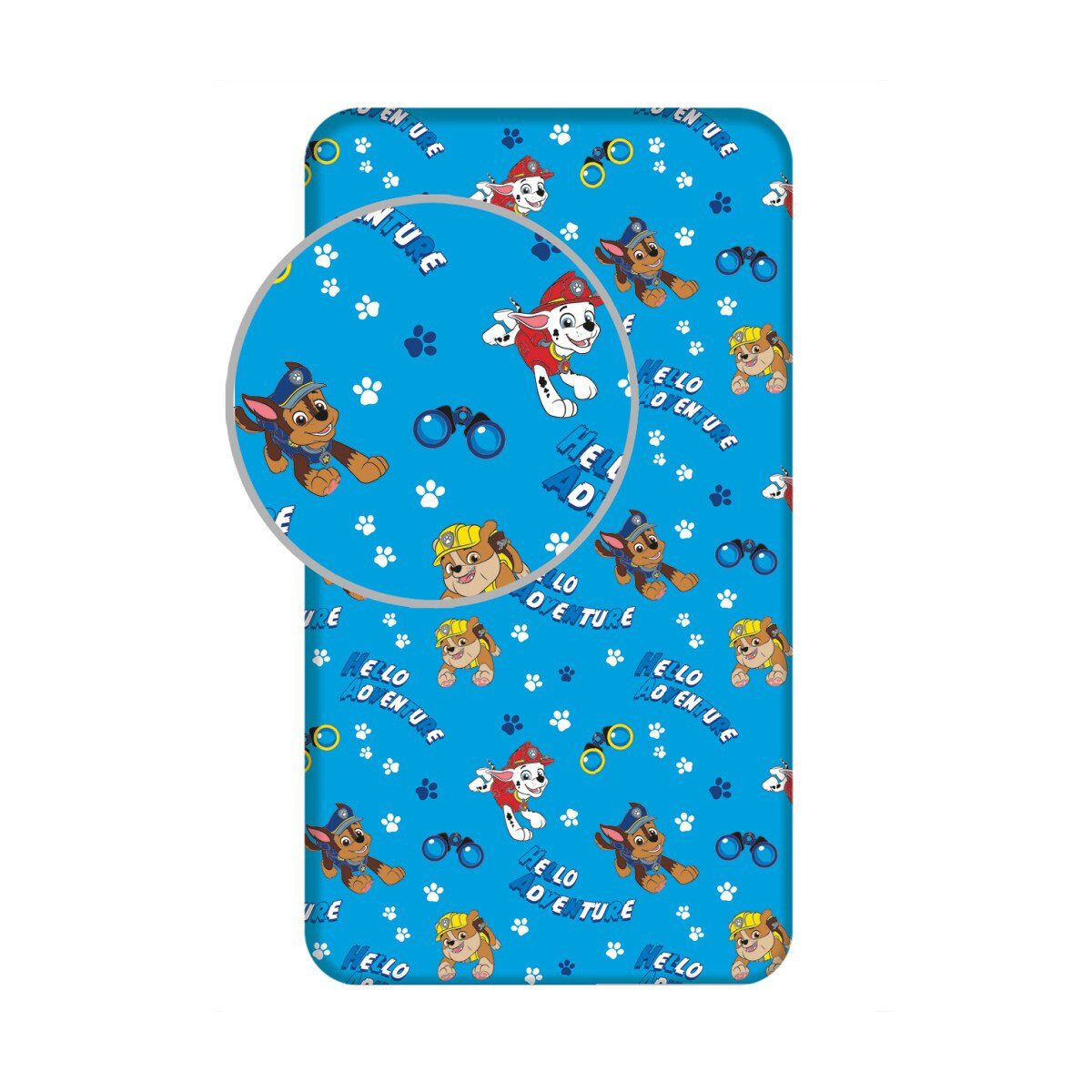 PAW PATROL Spannbettlaken Paw Patrol Spannbettlaken 90x200cm – Hello Adventure, 100% Baumwolle, (1 Stück)