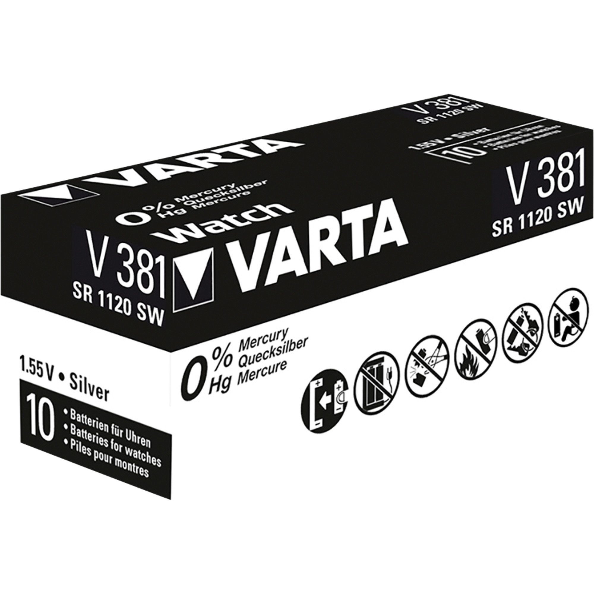 VARTA V381 SR55, Batterie, (10 Stück, V381) Batterie
