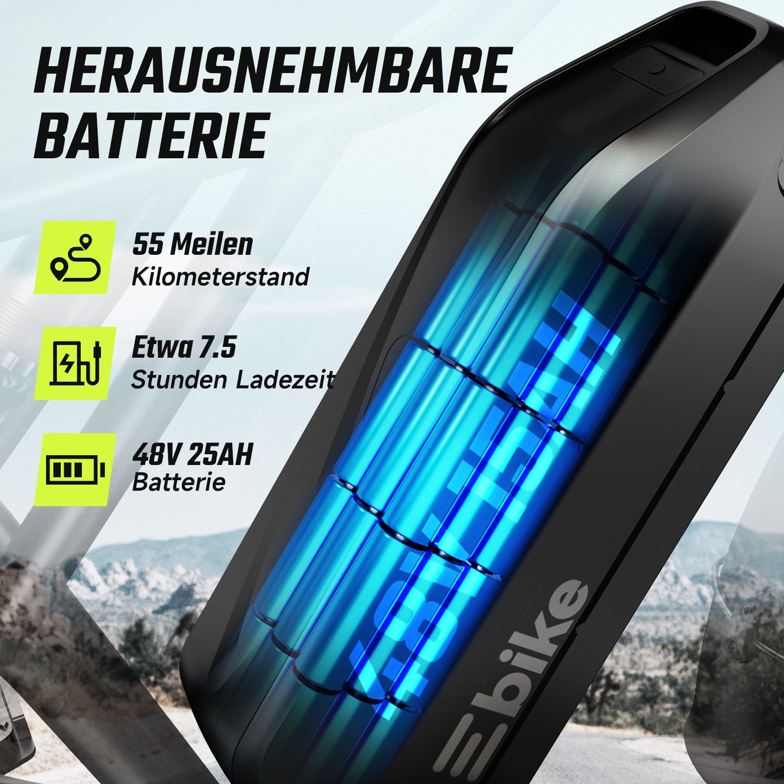 SISIGAD E-Bike Mountainbike 20'' Fat Tire E-Bike 48V 25Ah, Leistung und 130 km Reichweite(PAS), Heckmotor, 1200 Wh, 7-Gang Schaltung, Vollfederung und hoher Tragkraft 204kg, LED und APP