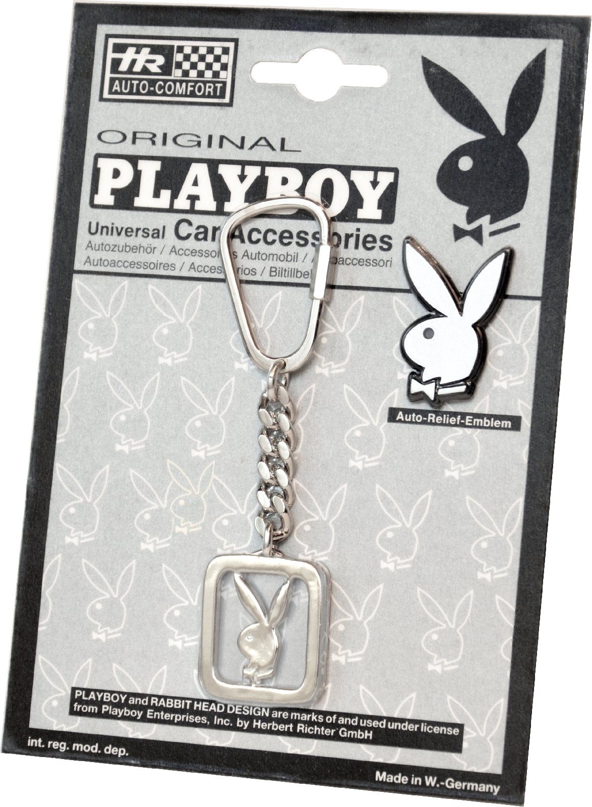 PLAYBOY Schlüsselanhänger Set Metall PLAYBOY Schlüsselanhänger mit BUNNY Hase Relief Emblem