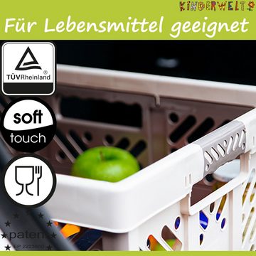 KiNDERWELT Klappbox 2x Premium Faltbox 45 L mit Soft-Touch Griffen, aus hochwertigem Kunststoff