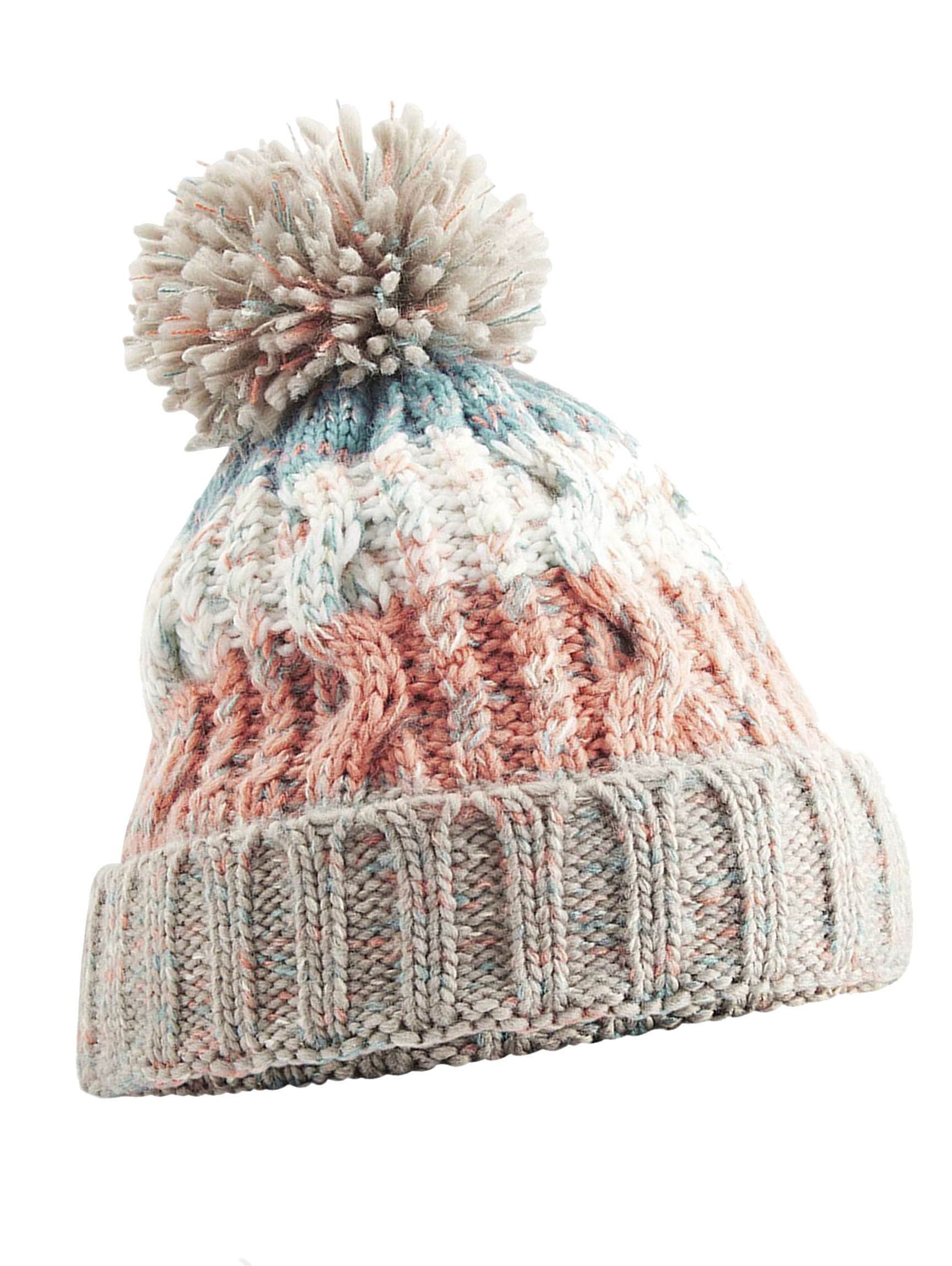 Neverless Strickmütze Damen Strickmütze Grobstrick Bunt Gemustert Fleecefutter Wintermütze