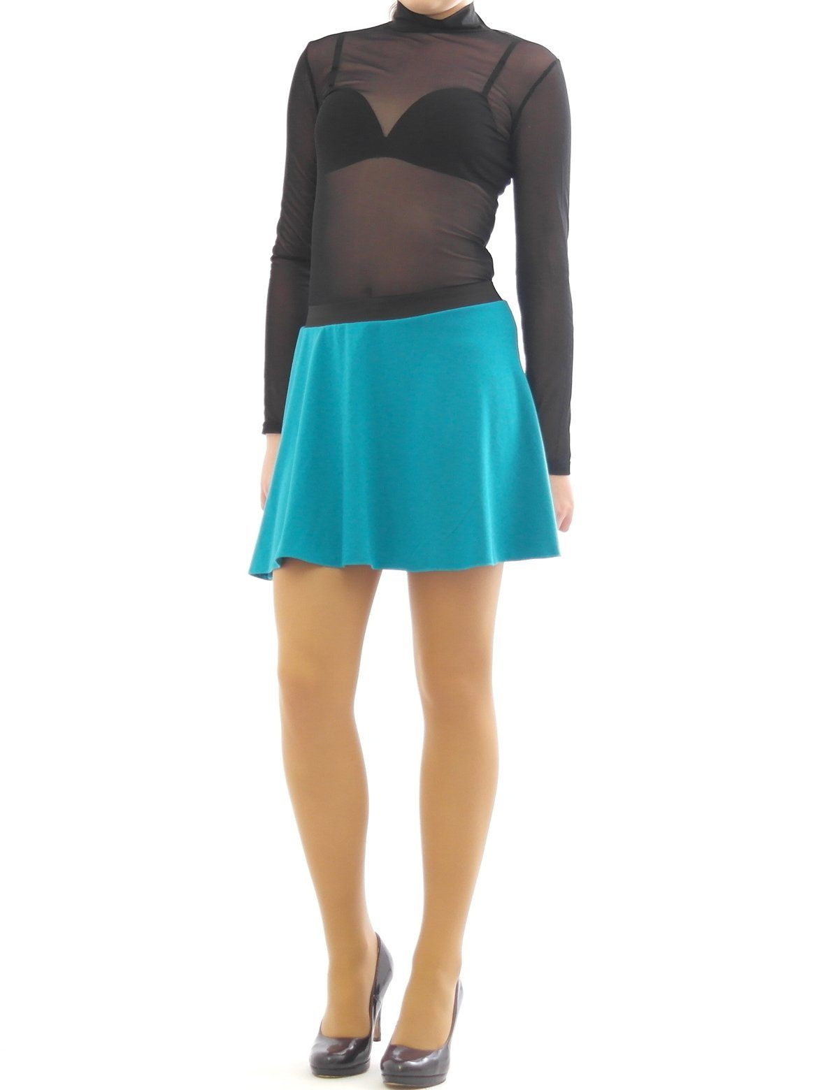 SYS Minirock Swing Rock Mini Falten-Rock Gummibund hohe Taille Skirt Minirock