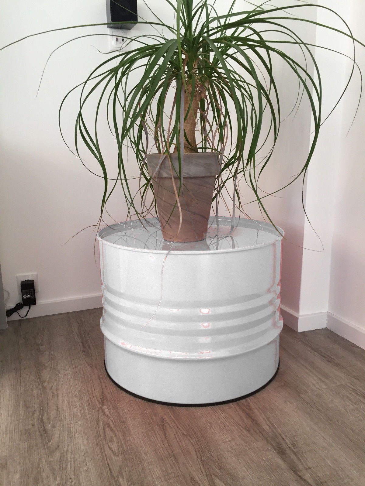 SRM Design Beistelltisch Fassmöbel Beistelltisch Tisch Fass Design Möbel Couchtisch Weiß Ø 57cm