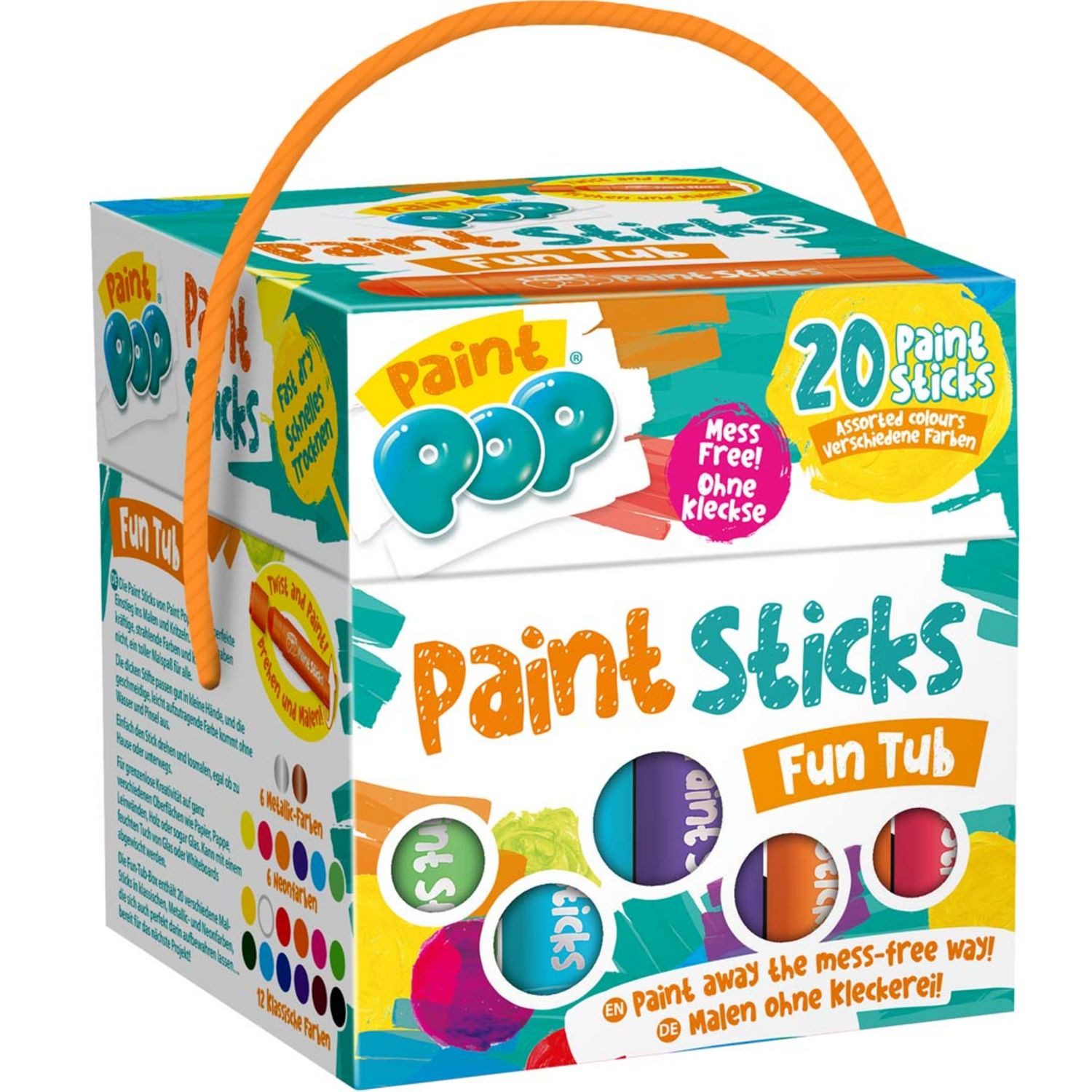 Invento Spiel Paint Pop: Paint Sticks 20-Pack Fun Tub (klassische Farben)