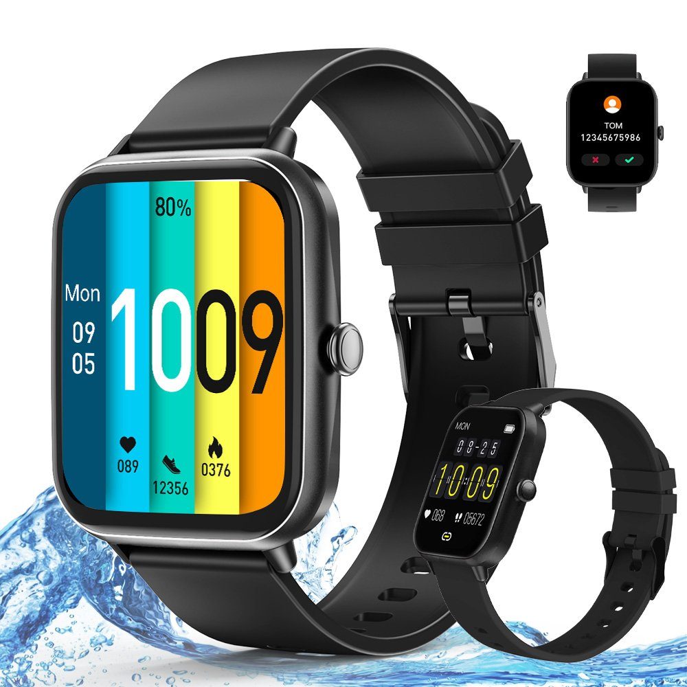 Powerwill Smartwatch Herren Damen mit Telefonfunktion 1,83 Zoll Fitnessuhr Smartwatch (1,83 Zoll), 20 Sportmodi, Pulsmesser, SpO2 Stress Schlafmonitor, IP68 Wasserdicht Schrittzähler für Android iOS