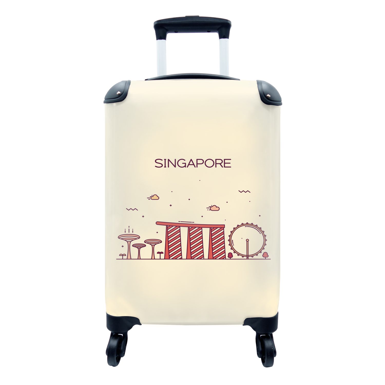 MuchoWow Handgepäckkoffer Singapur - Skyline - Asien, 4 Rollen, Reisetasche mit rollen, Handgepäck für Ferien, Trolley, Reisekoffer