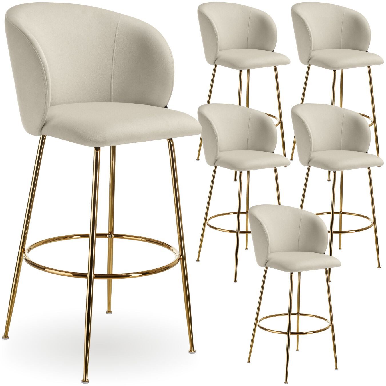 tectake Barhocker Barstuhl Luana, mit Rückenlehne, Samtoptik, 51 x 60 x 106 cm, Belastbarkeit 120 kg