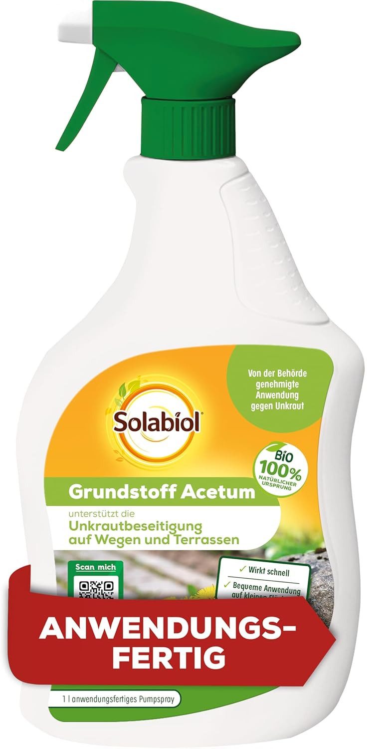 Unkrautbekämpfungsmittel Solabiol Grundstoff Acetum Spray AF 1 Liter Sprühflasche