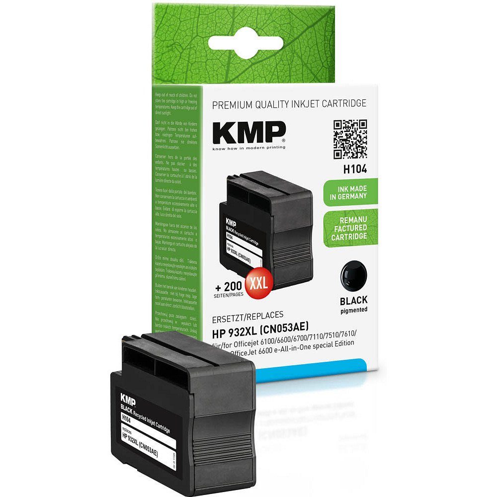 KMP 1 Tinte H104 ERSETZT HP 932XL - black Tintenpatrone (1 Farbe, 1-tlg)