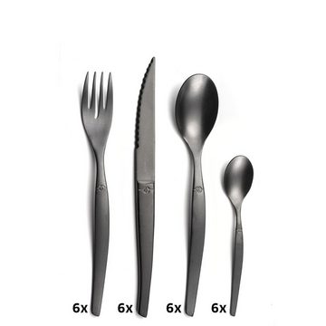 Lou Laguiole Besteck-Set JET (16-tlg), 4 Personen, Edelstahl 18/0, Handreinigung empfohlen, rostfrei, langlebig