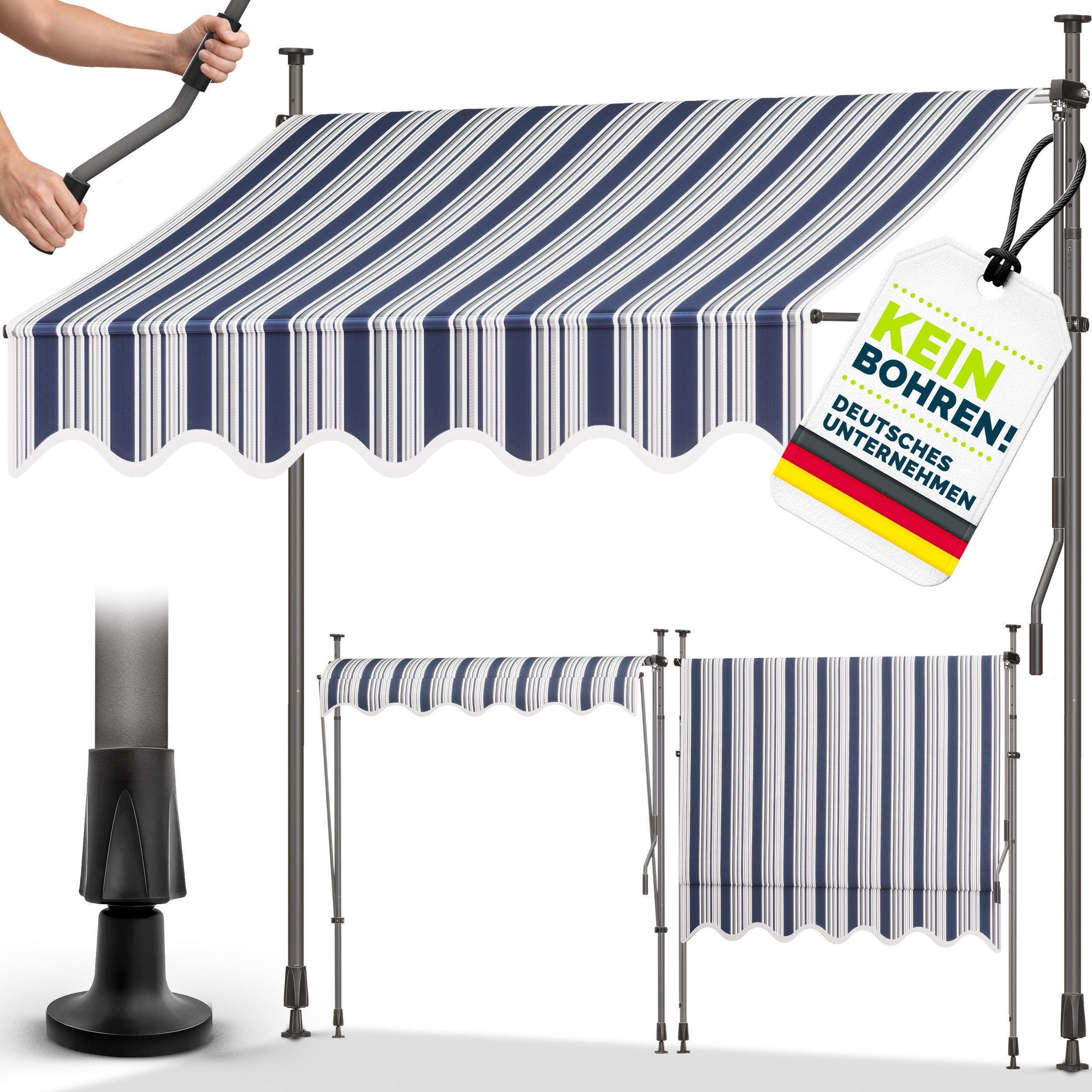 tillvex Klemmmarkise tillvex Balkonmarkise Markise Klemmmarkise Sonnenmarkise Handkurbel