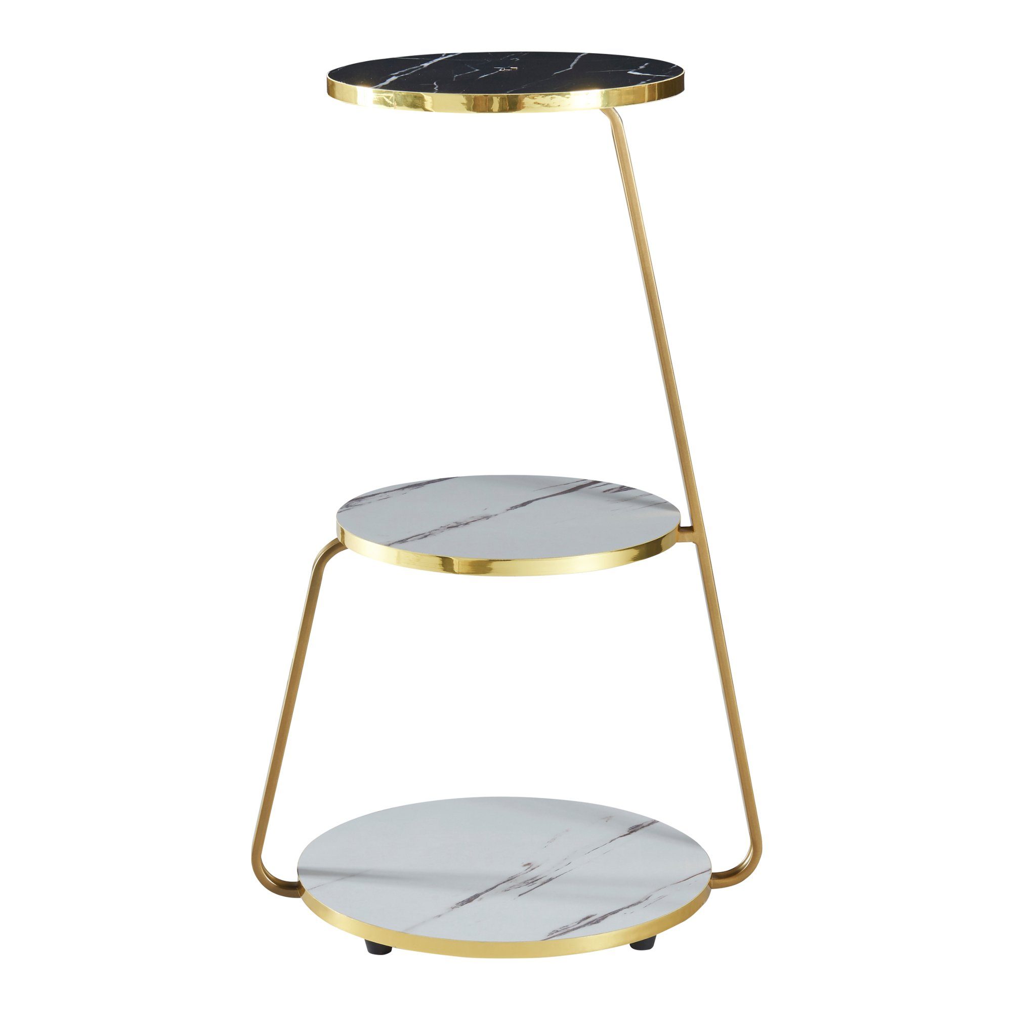 en.casa Beistelltisch, »Sipoo« Sofatisch mit 3 Ebenen 74x46x37cm Marmor Wei günstig online kaufen