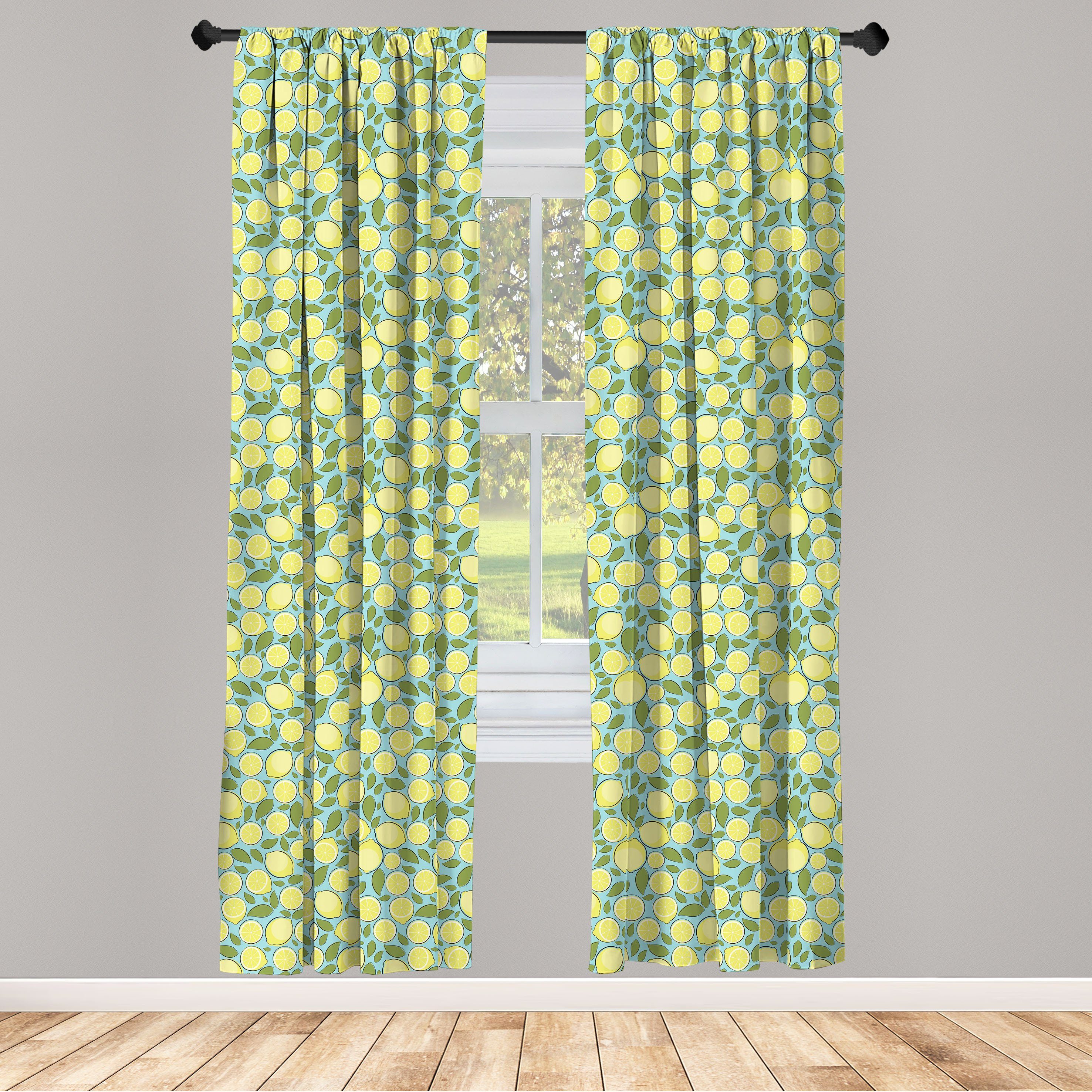Gardine Vorhang für Wohnzimmer Schlafzimmer Dekor, Abakuhaus, Microfaser, Zitronen Zitrusfrüchte Pastelltöne