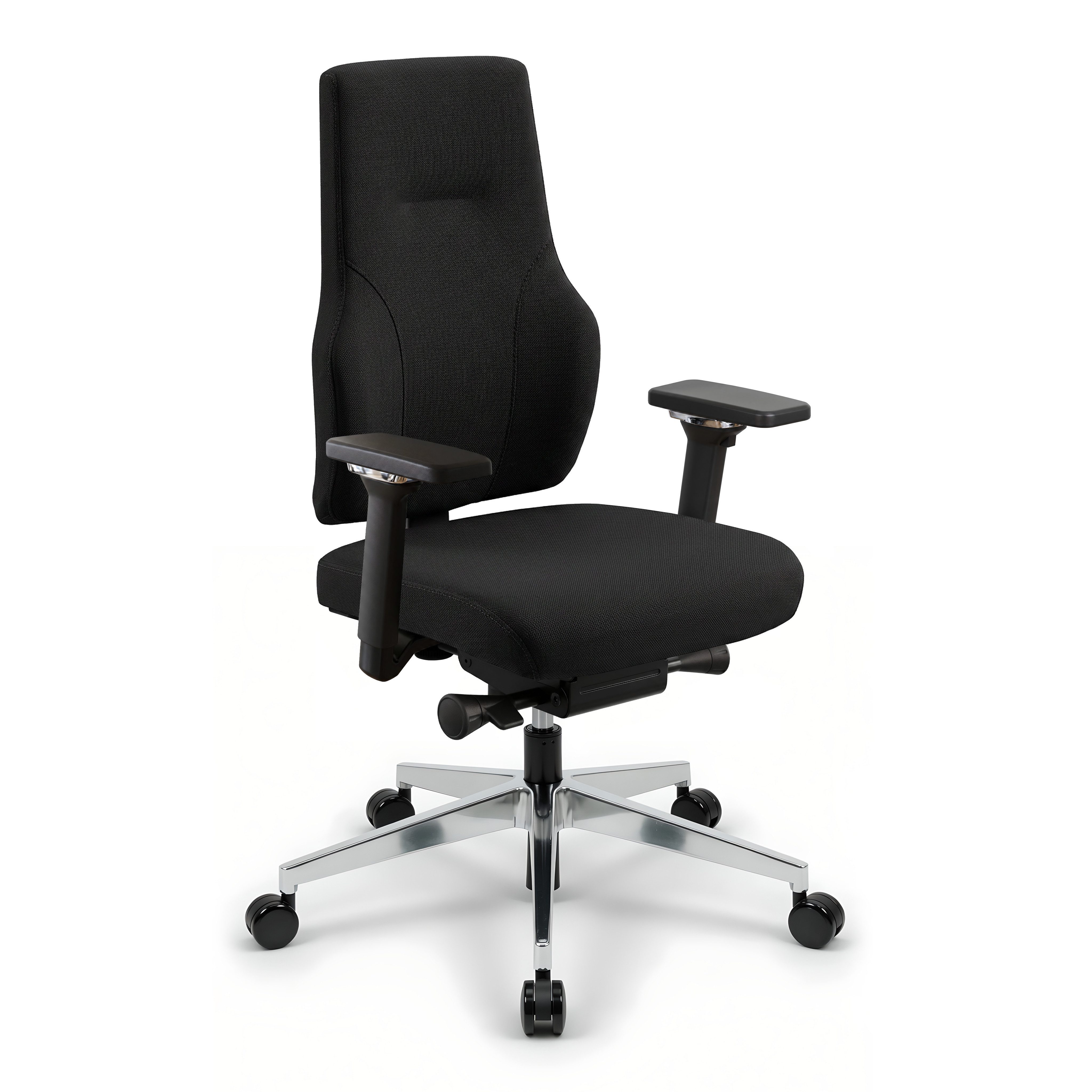 Versee Bürostuhl Schreibtischstuhl Naros Stoff Schwarz - ergonomisch, bis 150kg (Drehstuhl für Home Office und Büro), stabil, höhenverstellbar, gepolstert, Synchronmechanik