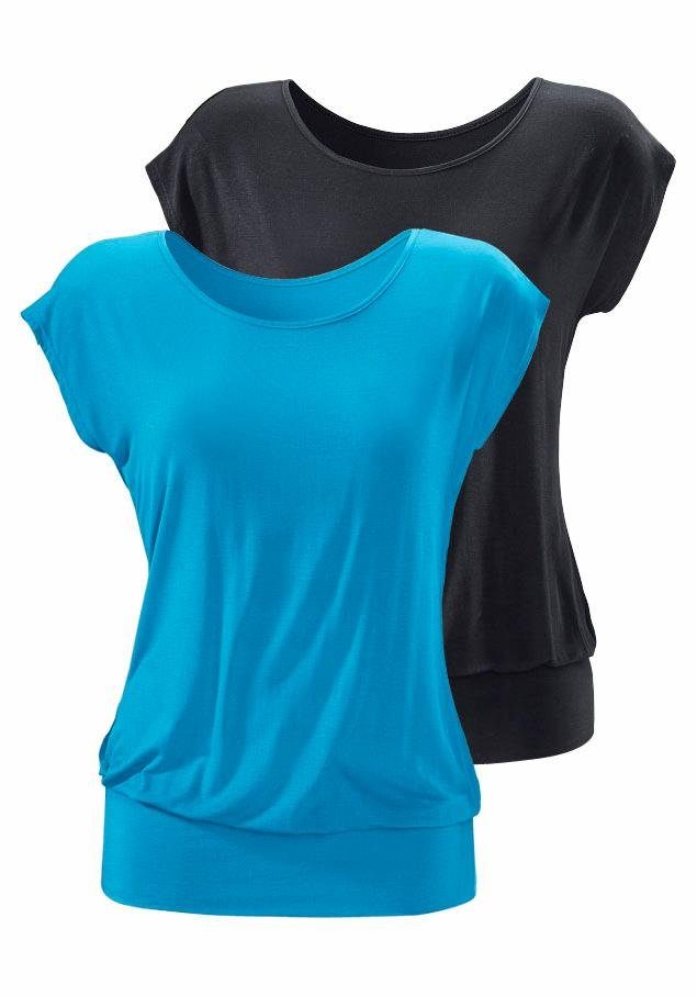 LASCANA Longshirt "mit breitem Bund", (2er-Pack), aus weichem Viskose-Stret günstig online kaufen
