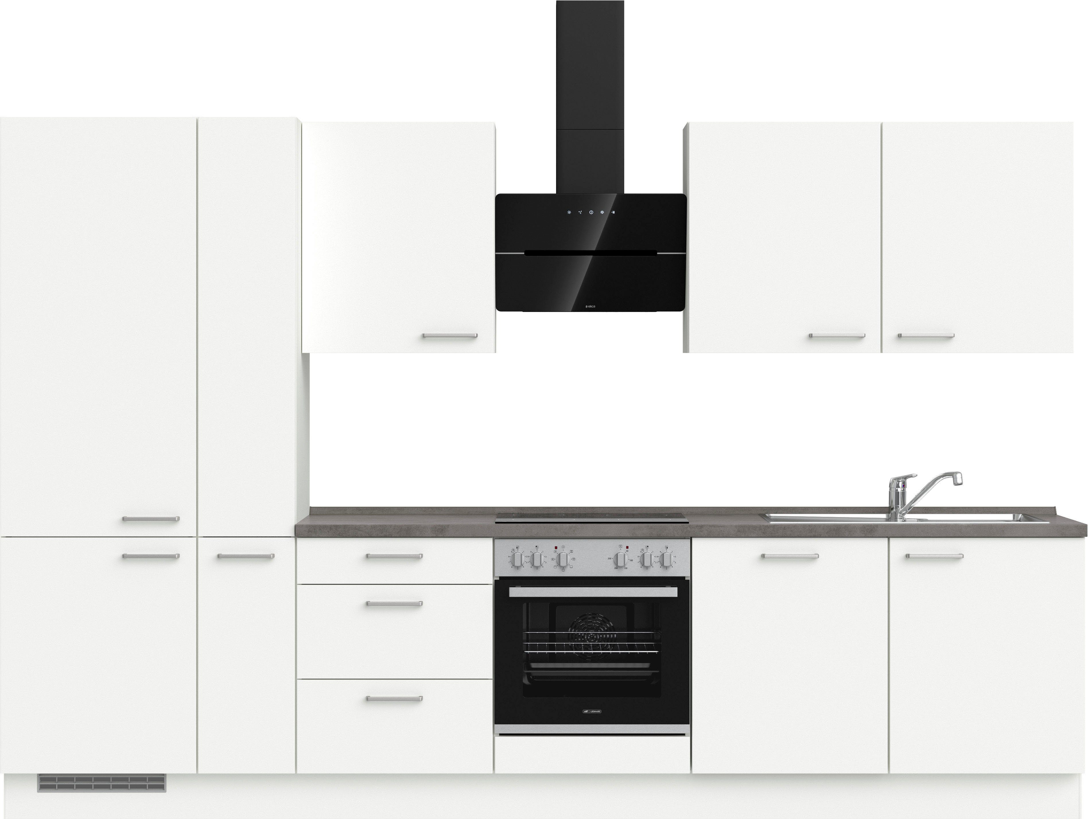 nobilia® elements Küchenzeile "elements premium", vormontiert, Ausrichtung wählbar, Breite 330 cm, mit E-Geräten