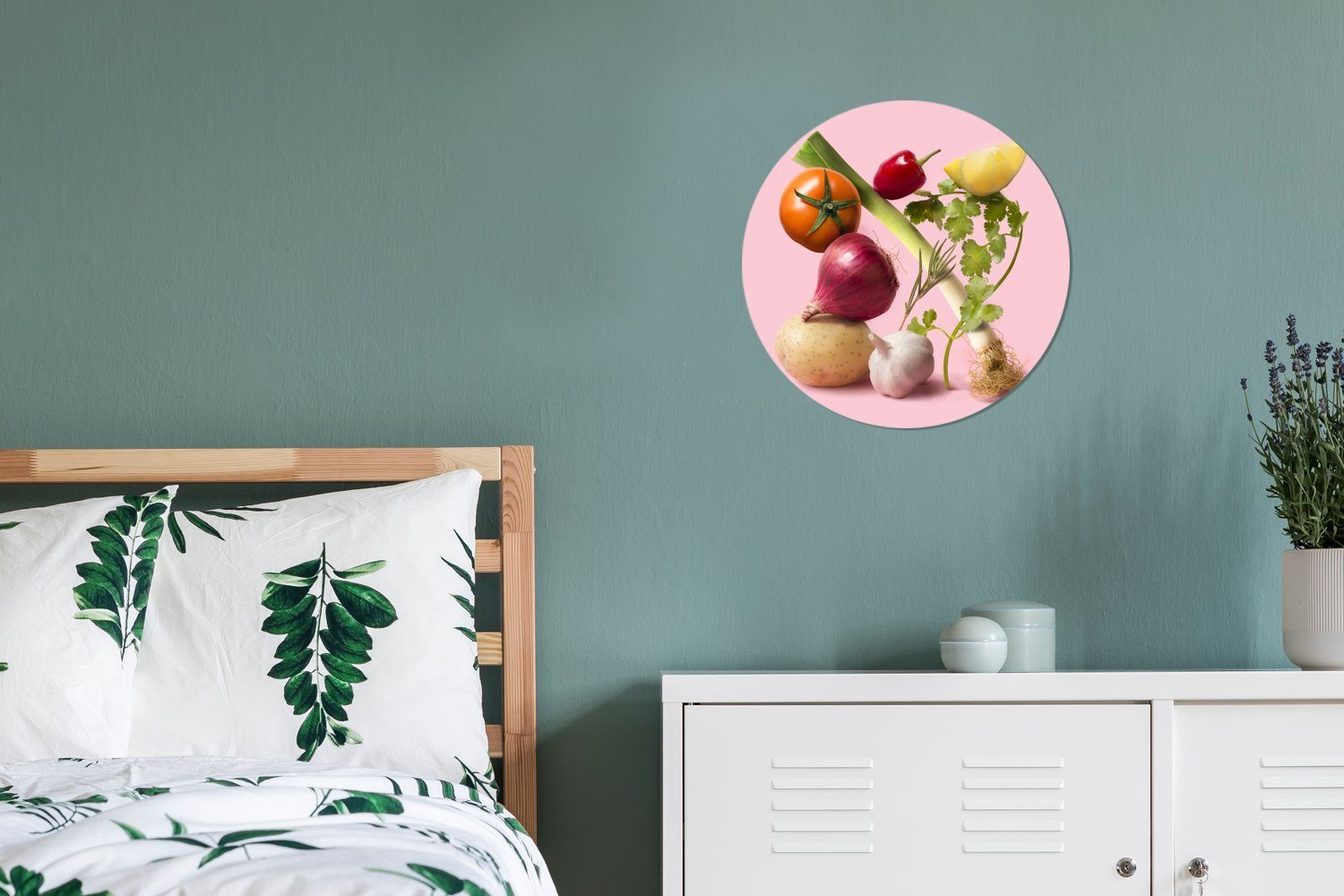 St), Rundes Forex, - MuchoWow Gemälde Gemüse Wanddekoration Lebensmittel - Kreis cm 30x30 Wandbild, (1 Rosa, Wohnzimmer,