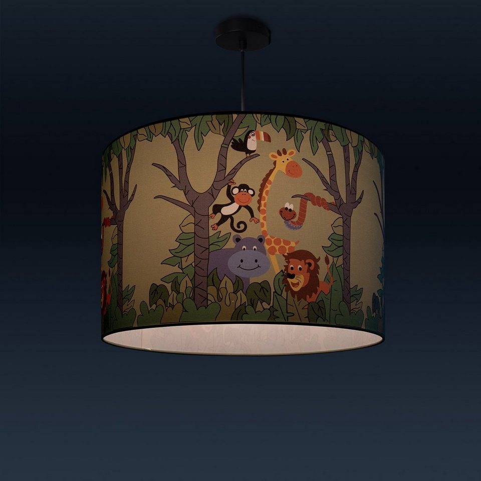 Paco Home Pendelleuchte Diamond 638, ohne Leuchtmittel, Kinderlampe  Deckenlampe LED Kinderzimmer Dschungel Tier-Motiv E27