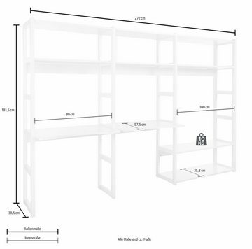 Hoppekids Jugendzimmer-Set STOREY, (Set, 20-St., Regal-Set, 4 Seitenteilen, 2 Schreibtischplatten, 4 Einlegeböden), mit Kinderschreibtisch & Regal, modular
