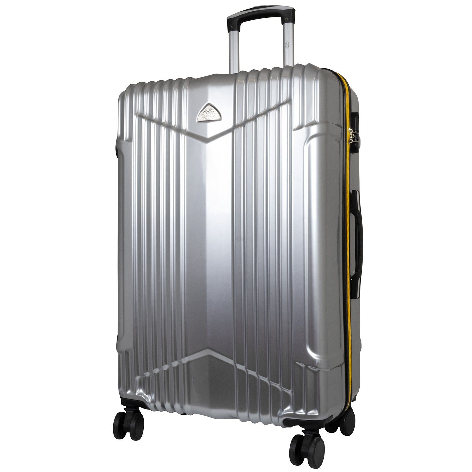 Trendyshop365 Hartschalen-Trolley Großer Reisekoffer Daytona, 78cm Zahlenschloss, Hartschale 4 Rollen, silber Farben, 4 Polycarbonat