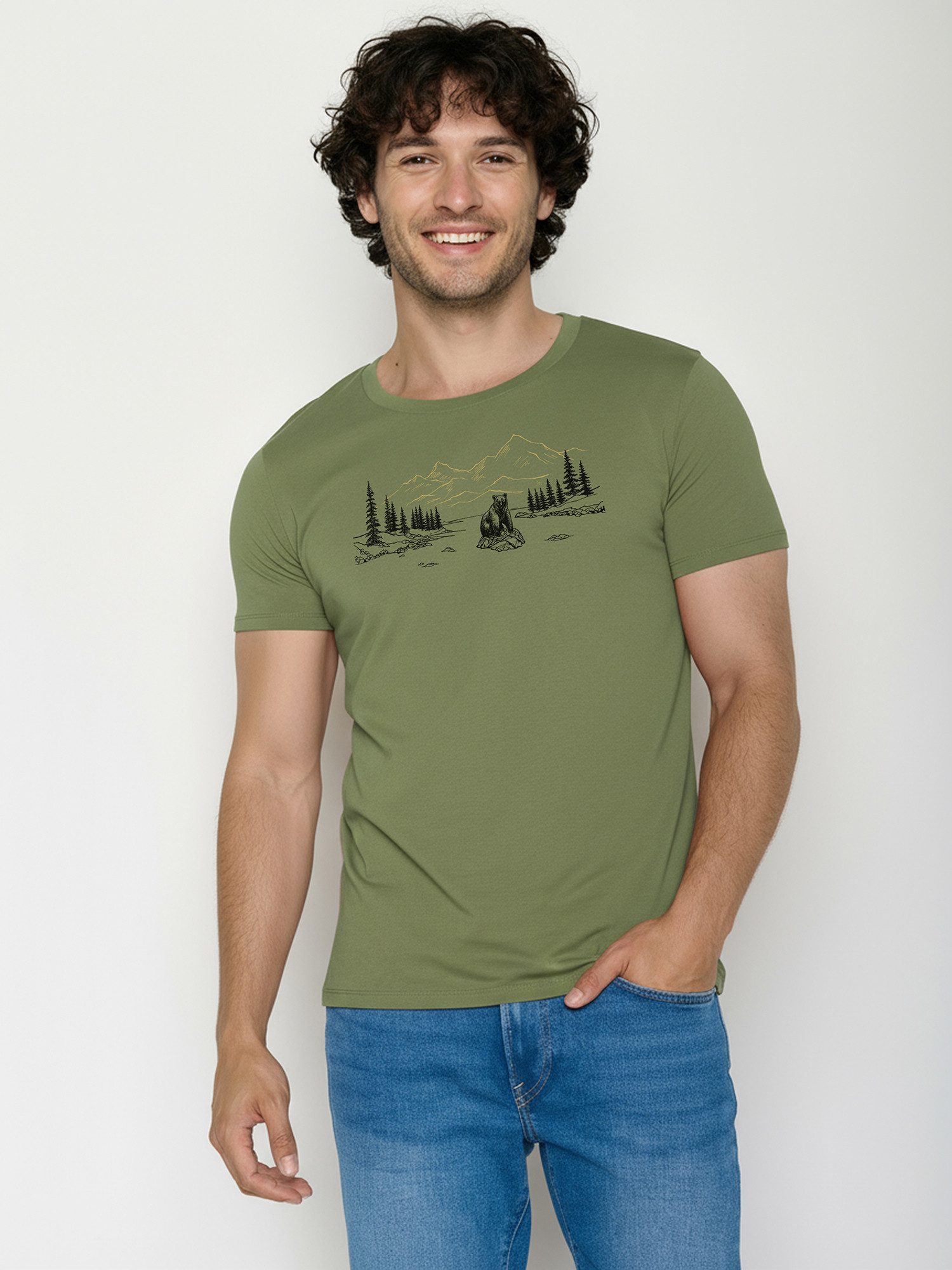 GreenBomb T-Shirt Guide Bear River (1-tlg., 1) klassischer Schnitt, tailliert, Rundhalsausschnitt, Bio-Baumwolle