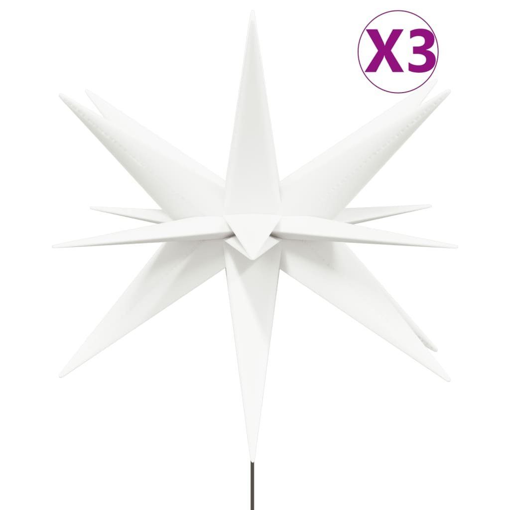 vidaXL Christbaumschmuck Weihnachtssterne 3 Stk. Faltbar LEDs Erdspießen (1-tlg) mit cm Weiß 35