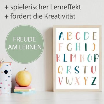 Tigerlino Poster ABC Kinderposter 2er Set Alphabet Lernposter Buchstaben & Zahlen