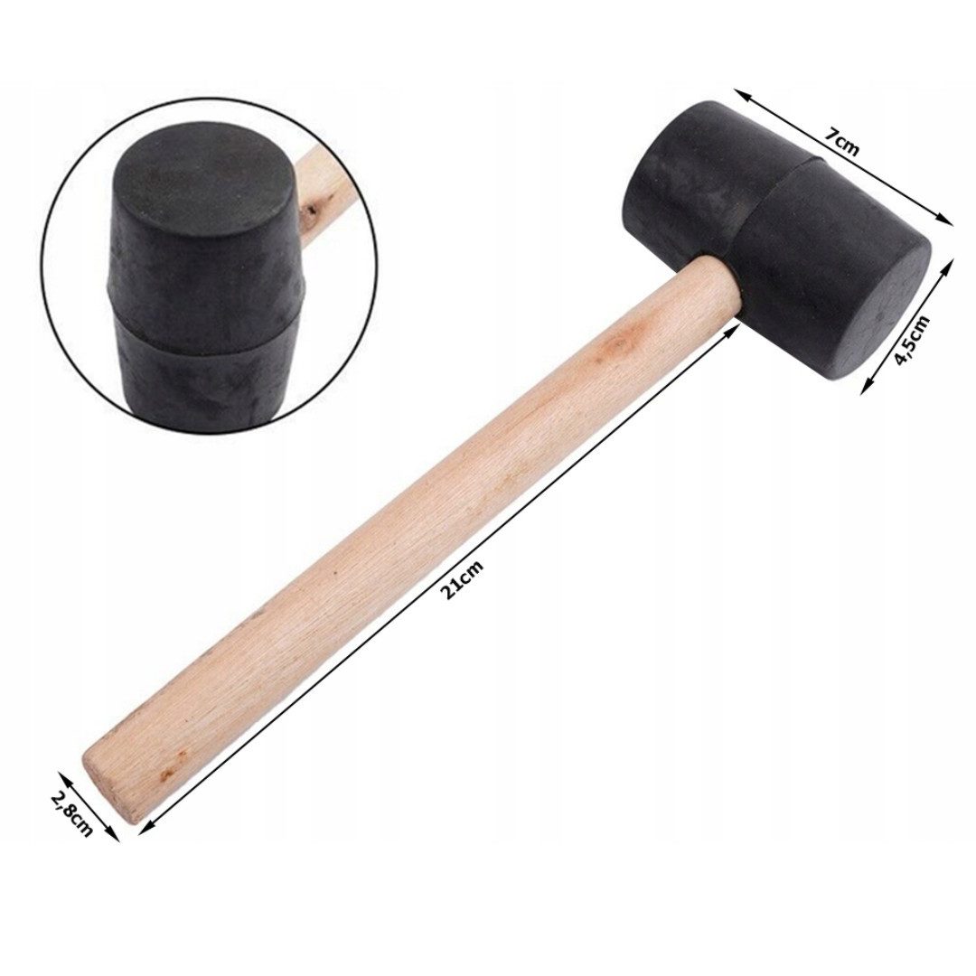 RACEL Gummihammer Gummihammer 220g Schwarz Schonhammer Holzgriff Rückschlagsfrei (1-St), Schonend & präzise – Bild 4 von 5