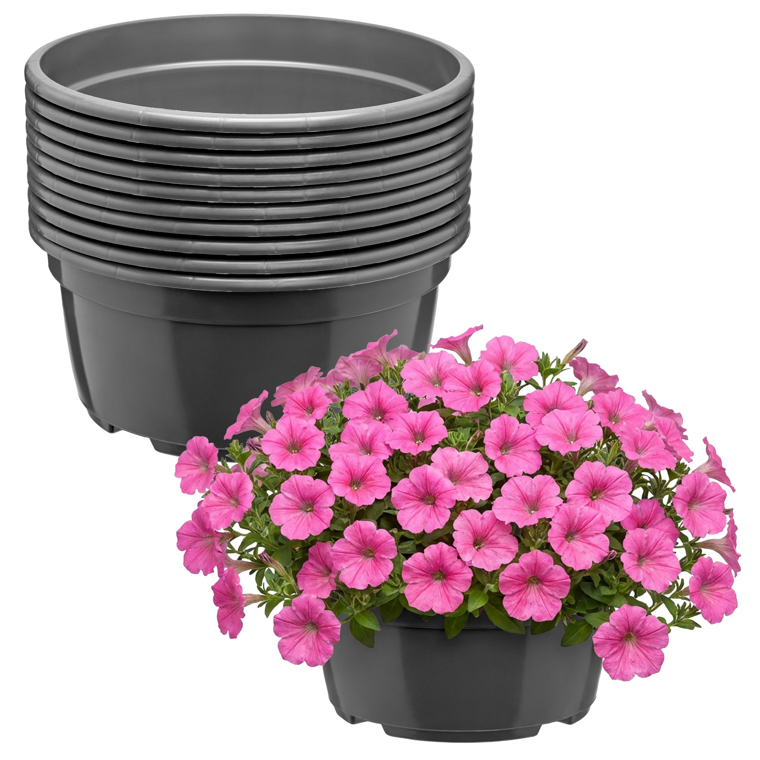 Blumentopf rund Pflanzschale Kunststoff mit Drainage für Wurzelpflanzen GD-0207A