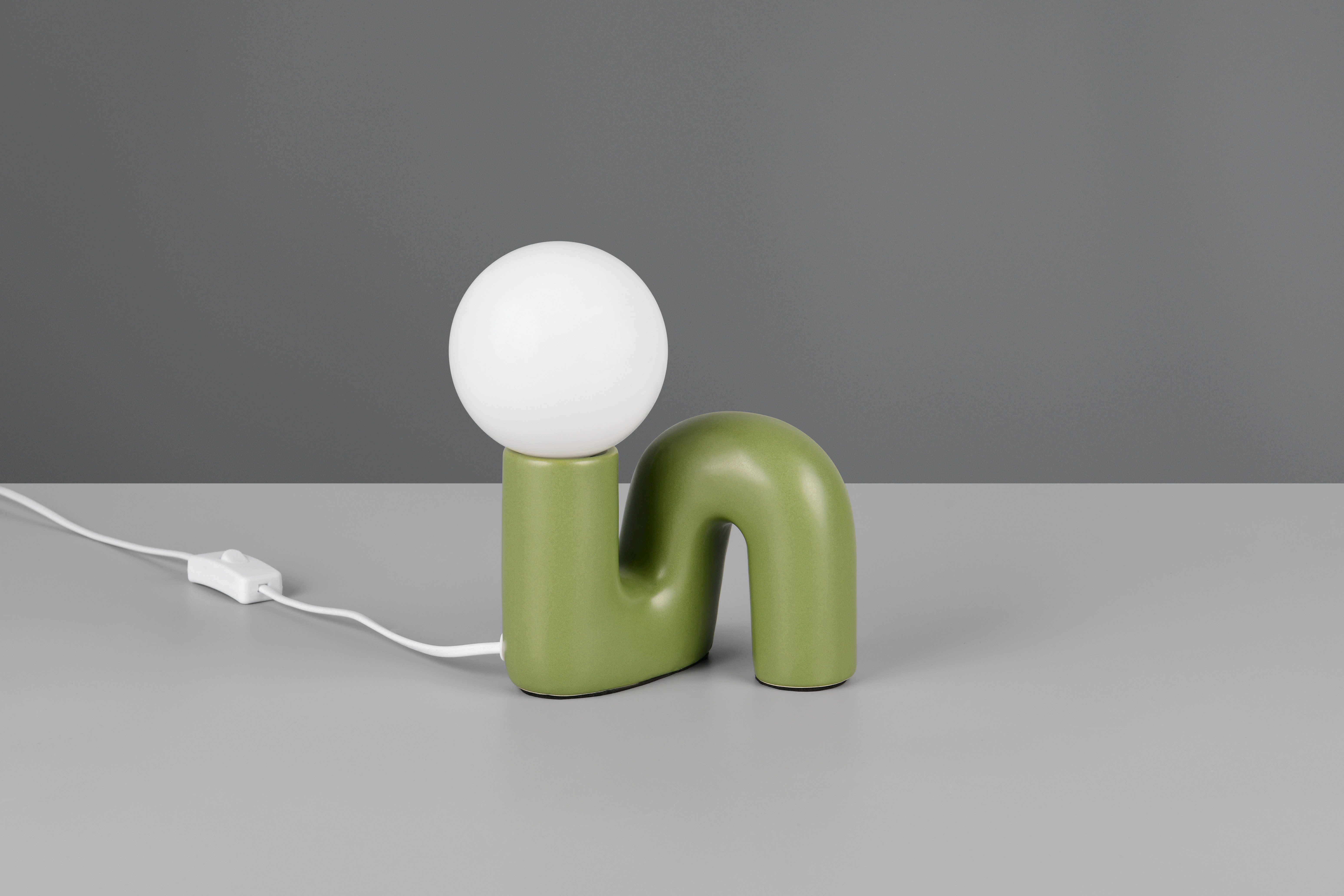 Reality Leuchten Tischleuchte QUINN, Keramik Tischlampe m. Glasschirm, ohne Leuchtmittel 1xG9 max5W, Ein-/Ausschalter, ohne Leuchtmittel, warmweiß - kaltweiß, Design Nachttischlampe, Schreibtischlampe Höhe 22cm, Glas Lampenschirm