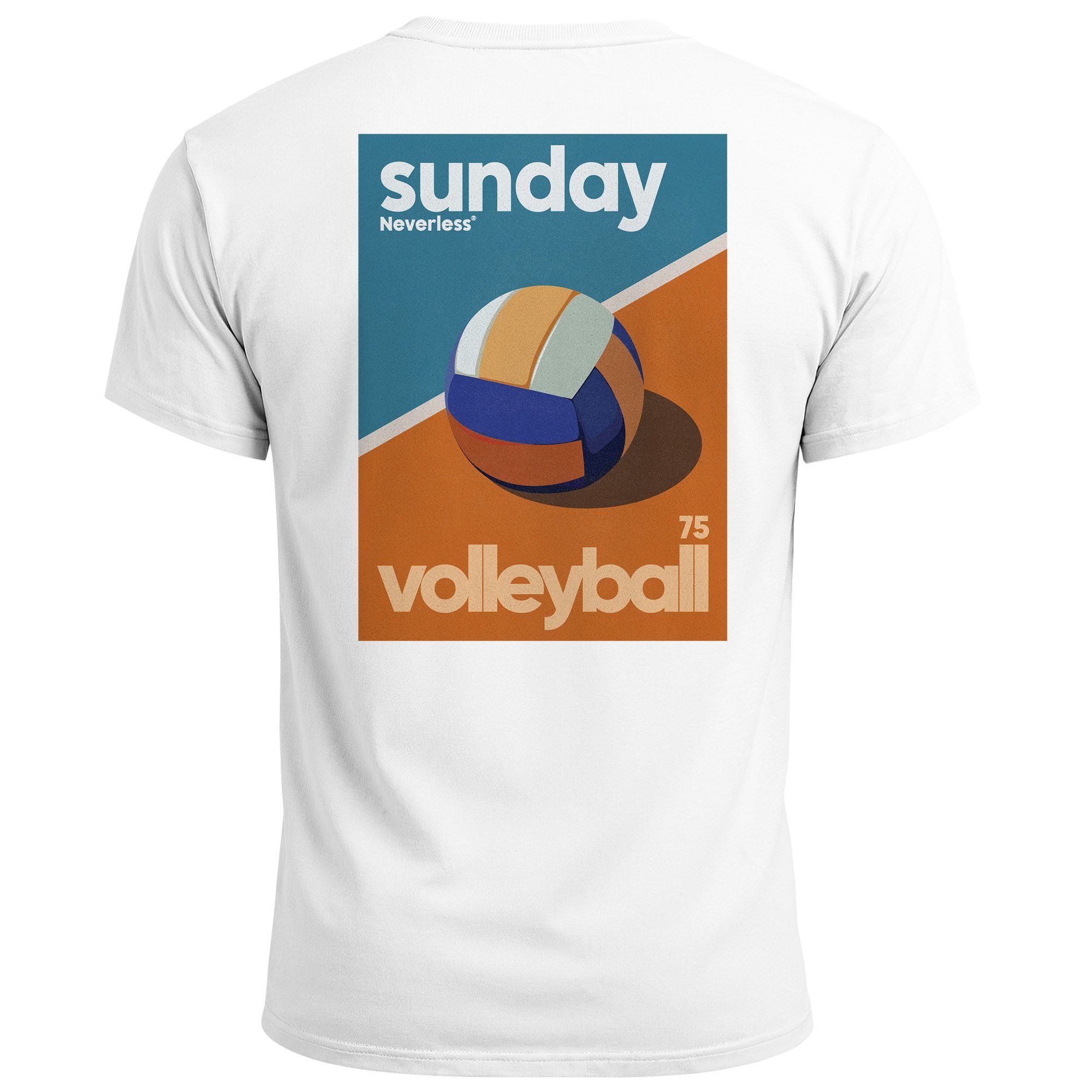 Print-Shirt Herren T-Shirt Backprint Sunday Volleyball Grafikprint Urban Clubwear