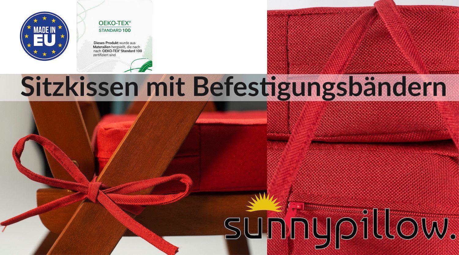 sunnypillow Stuhlkissen 2er Set Stuhlkissen 40 x 40 cm, zylindrische Form, "HAVANA", Rot