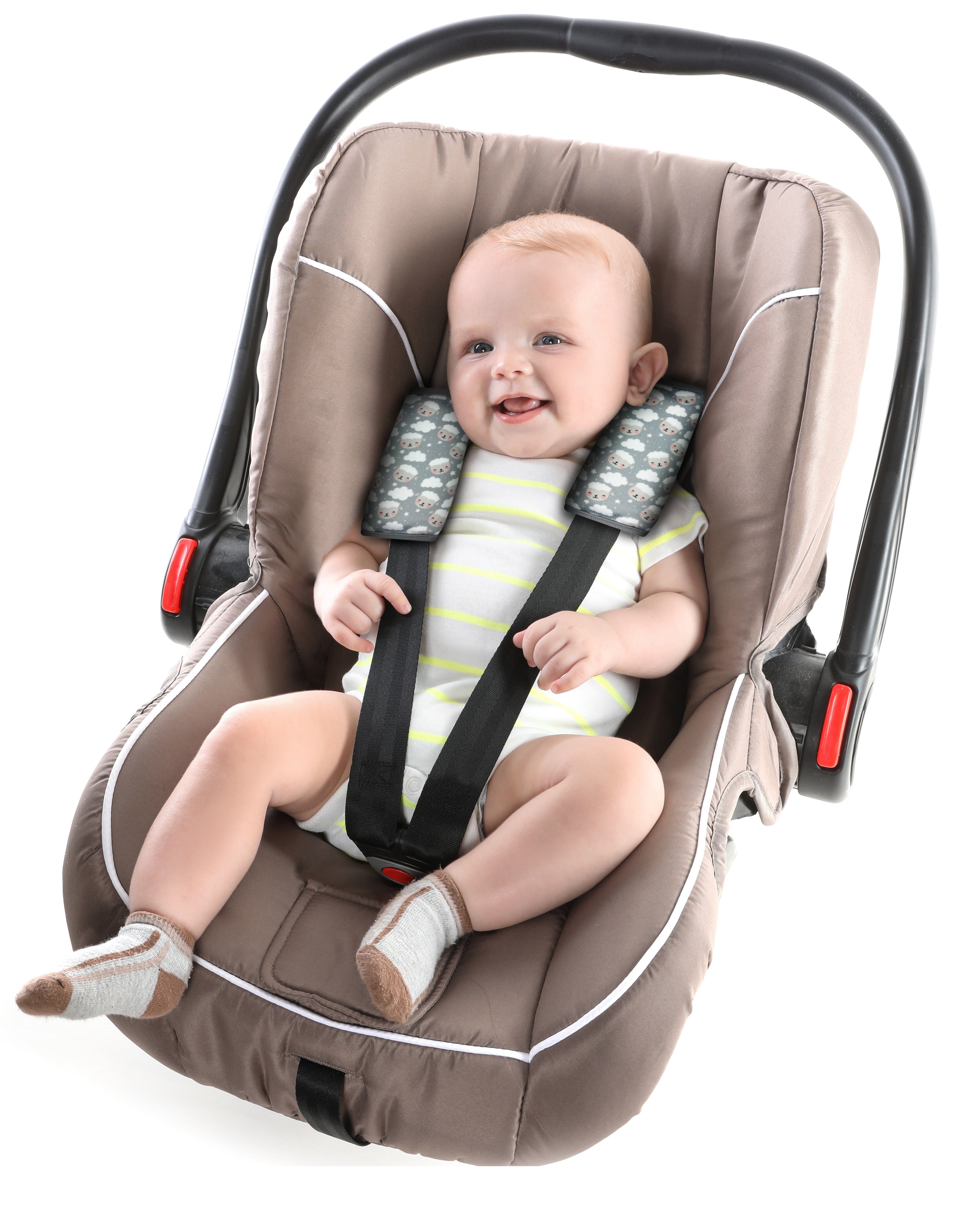 Auto Schlafkissen Baby HECKBO für Gurtschutz Schaf Trageschale Hals, Kinderwagen 2x Gurtpolster