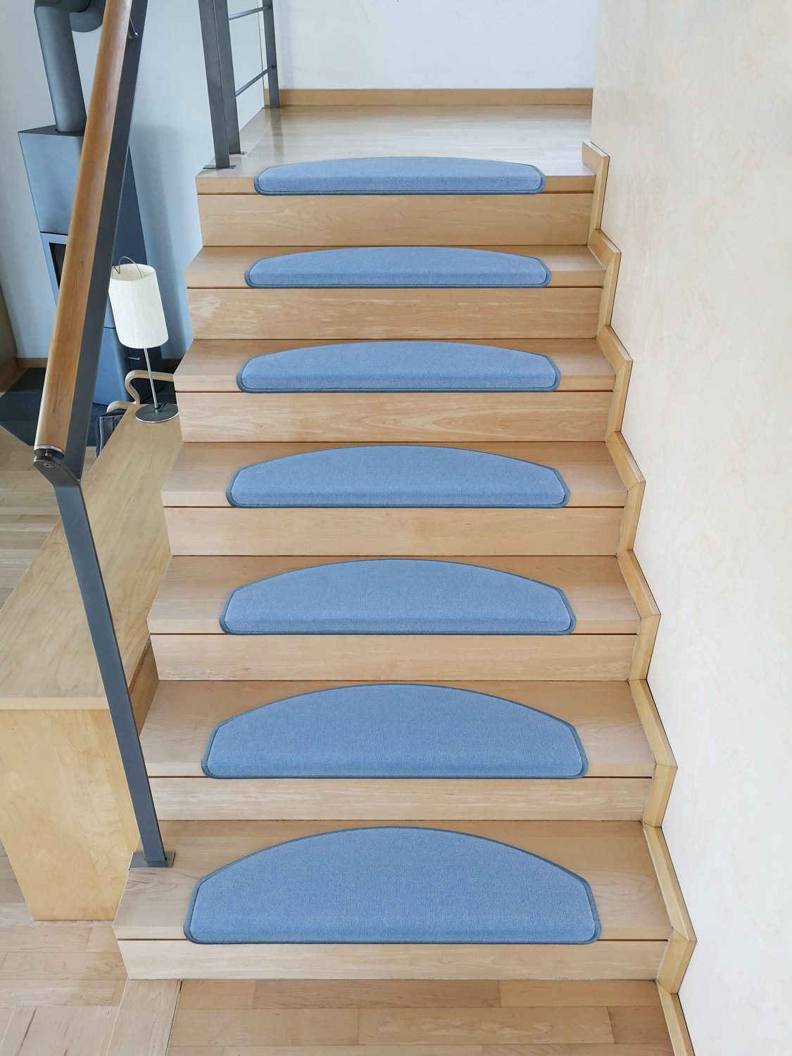 Metzker® Stufenmatte Stufenmatten Vorwerk Uni Halbrund Sparset Taubenblau 1 günstig online kaufen