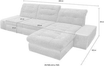 sit&more Ecksofa Pale L-Form, inklusive Kopfteilverstellung, wahlweise mit Bettfunktion