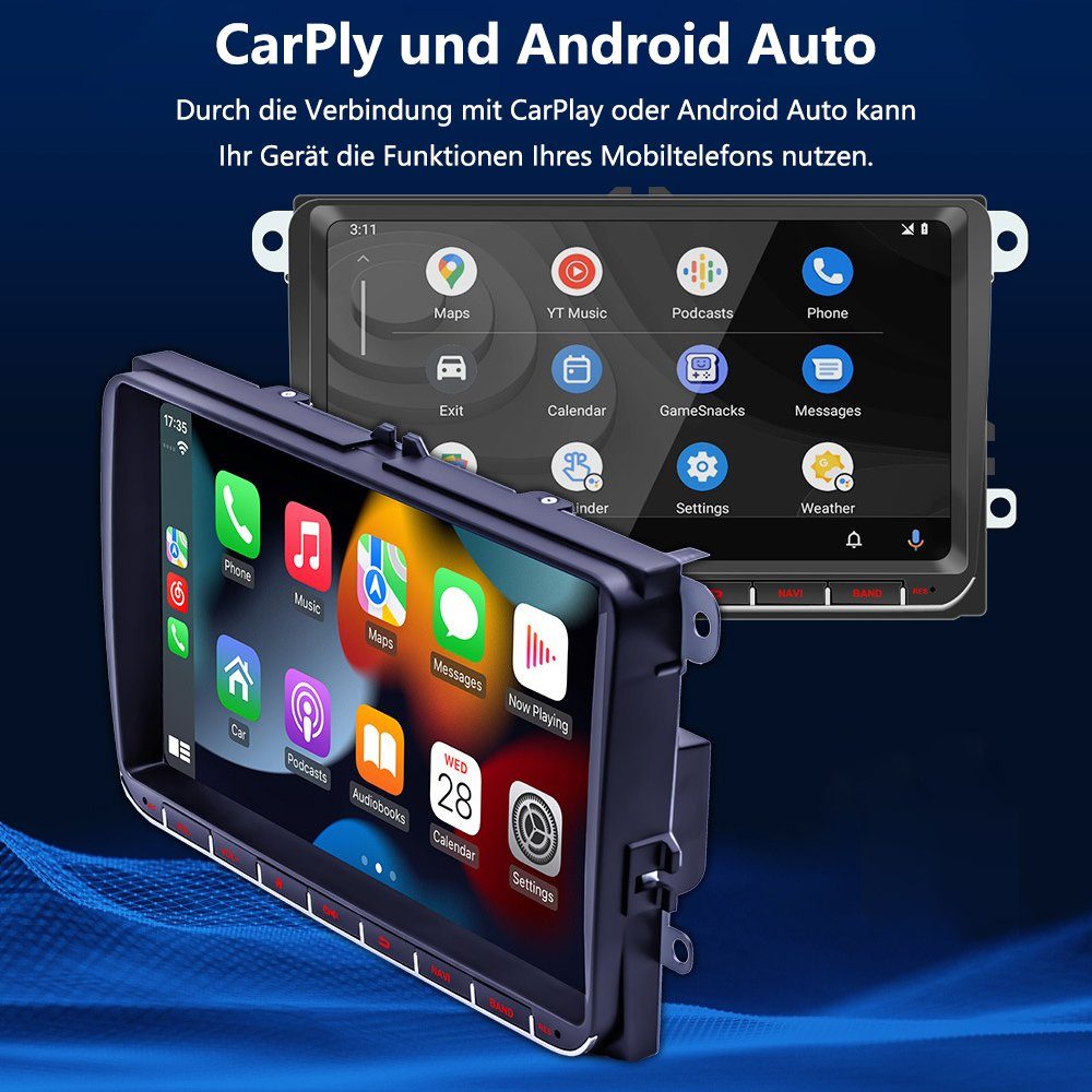 GelldG Navigationsgeräte mit CarPlay Auto, Android und Mirrorlink Bluetooth, Autoradio