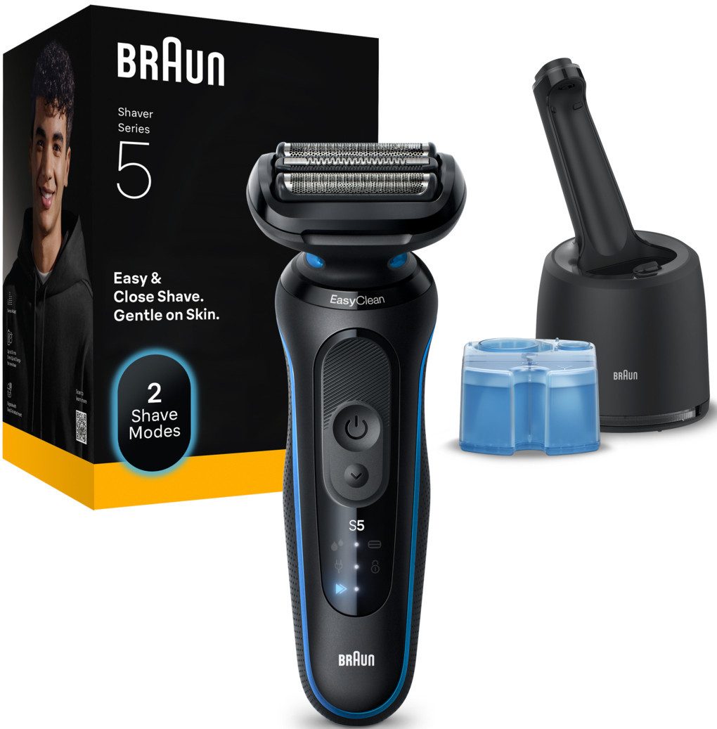 Braun Elektrorasierer Series 5 52-B7000cc, Reinigungsstation, Bis zu 50 Min, 4in1 SmartCare Center, 2 Rasiermodi, 100% Wasserdicht