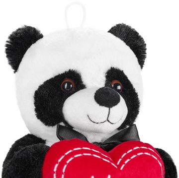 BRUBAKER Kuscheltier Panda Teddy Plüschbär mit Herz Rot - I Love You (1-St., Geschenk-Set), 25 cm - Pandabär Kuscheltier - kleiner Teddybär Plüschteddy Schmusetier - Stofftier Schwarz Weiß