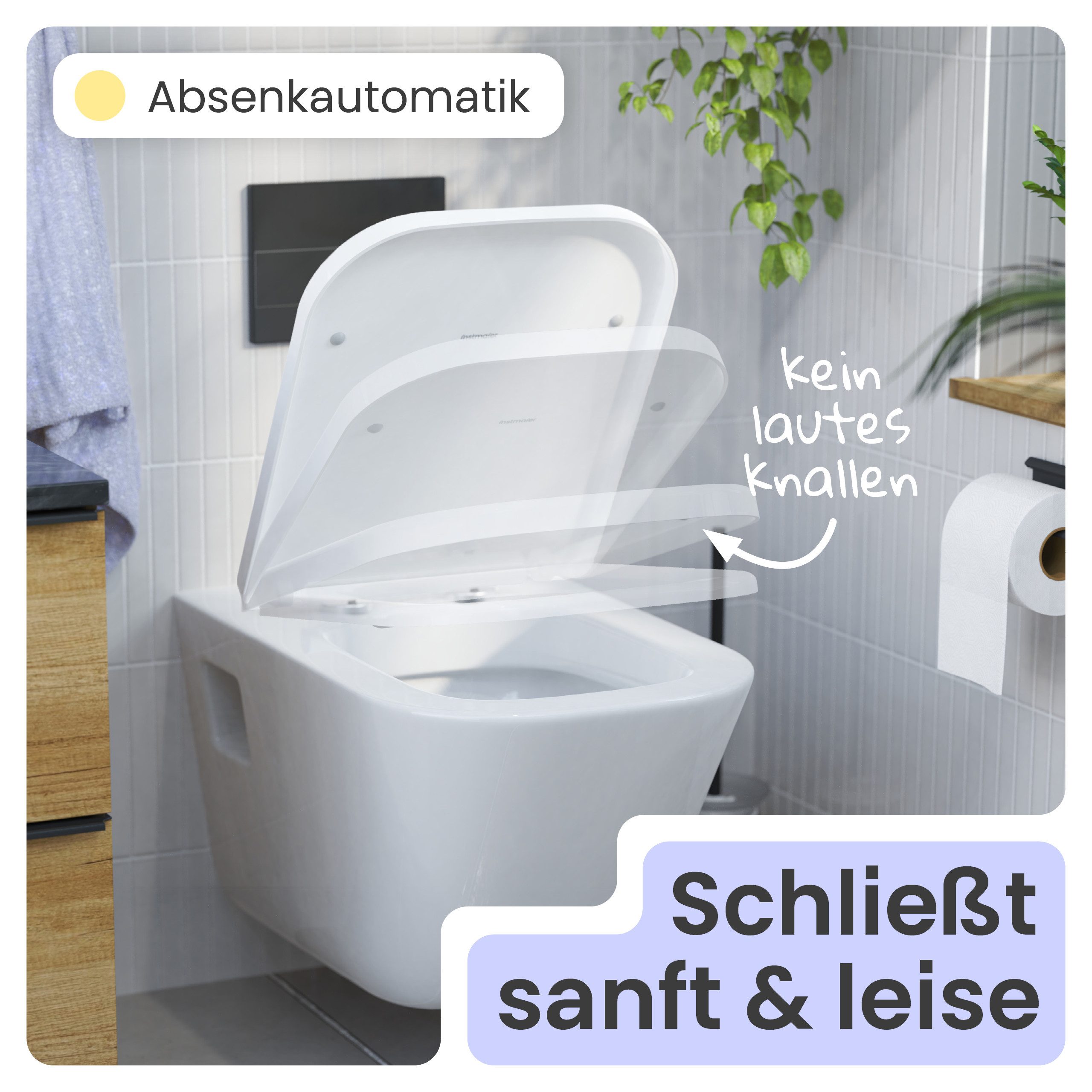 instmaier WC-Sitz instmaier Helma, Toilettendeckel mit Absenkautomatik, Absenkautomatik, zur Reinigung abnehmbar, Duroplast