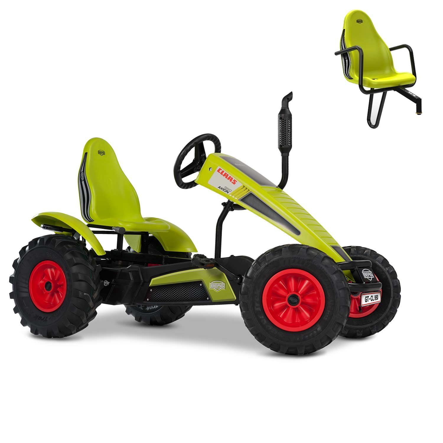 Berg Go-Kart BERG Gokart XL Traxx CLAAS BFR-3 mit Gangschaltung inkl. Soziussitz, mit Gangschaltung & Zweitsitz