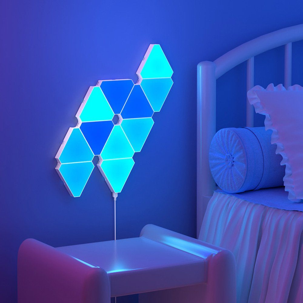 Rosnek LED Wandleuchte Smart, Triangle, RGB, Musiksyn, für Schlafzimmer Spielzimmer, RGB, App & Fernbedienung, Wohnzimmer Deko