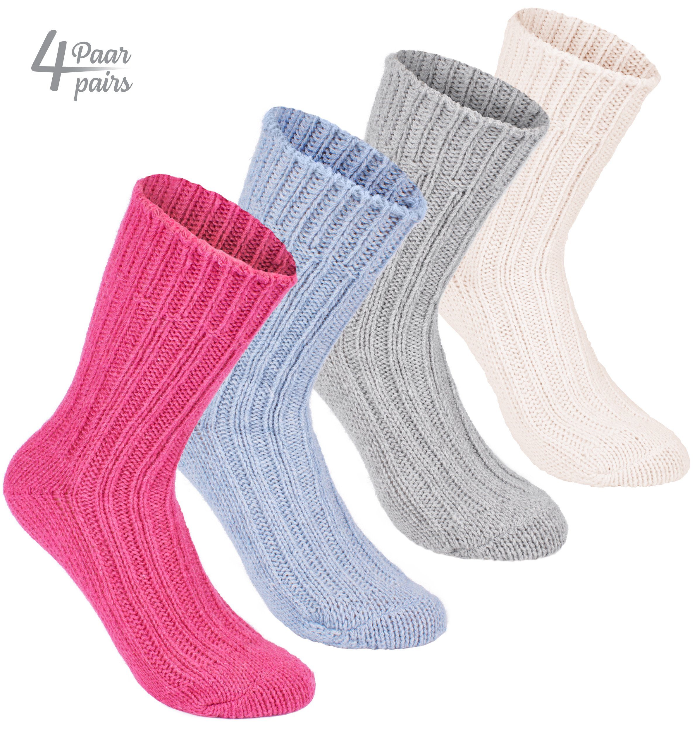 BRUBAKER Kuschelsocken warme dicke Alpaka Socken (Set, 4-Paar, mit Alpakawolle) Wintersocken für Damen und Herren – Bild 2 von 5