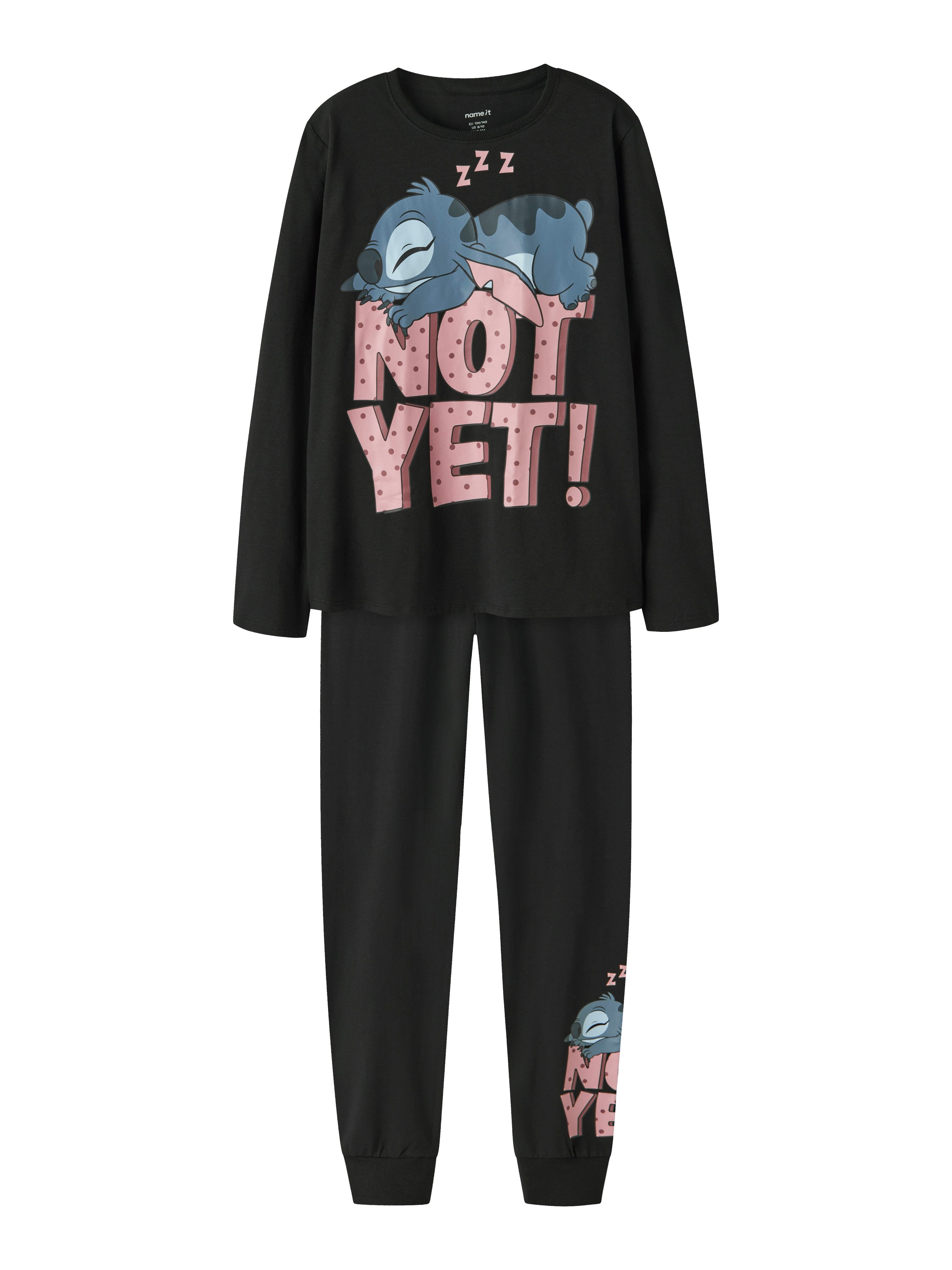 Name It Schlafanzug NKFANDA STITCH LS NIGHTSET NOOS WDI Baumwollmischung, mit Stitch Druck